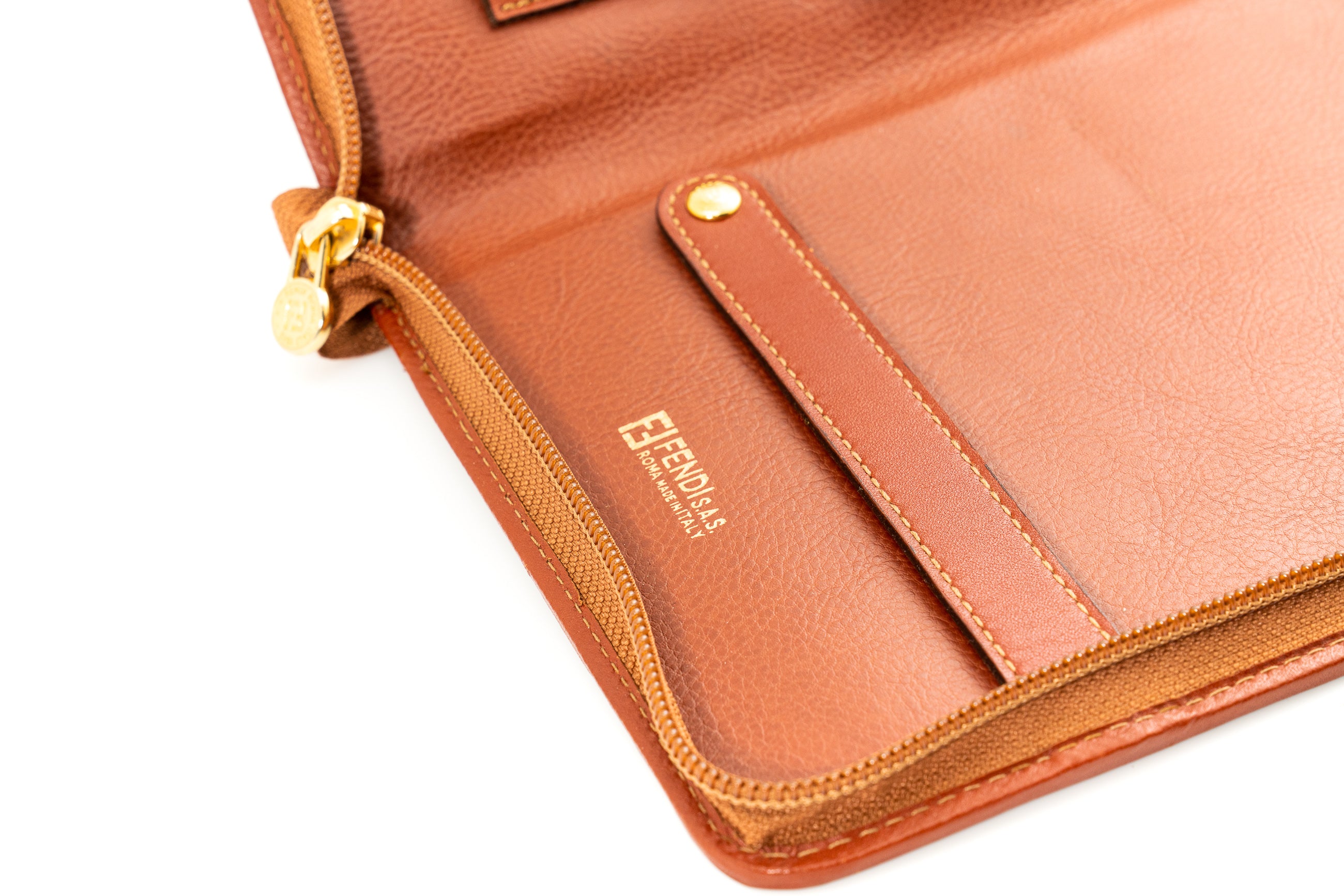 Fendi Canvas Zip Pouch in Brown GHW