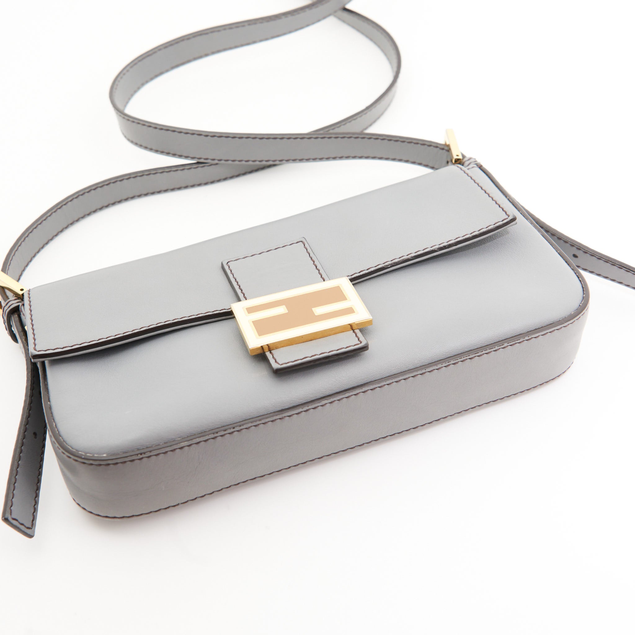 Fendi Leather Baguette in Grey