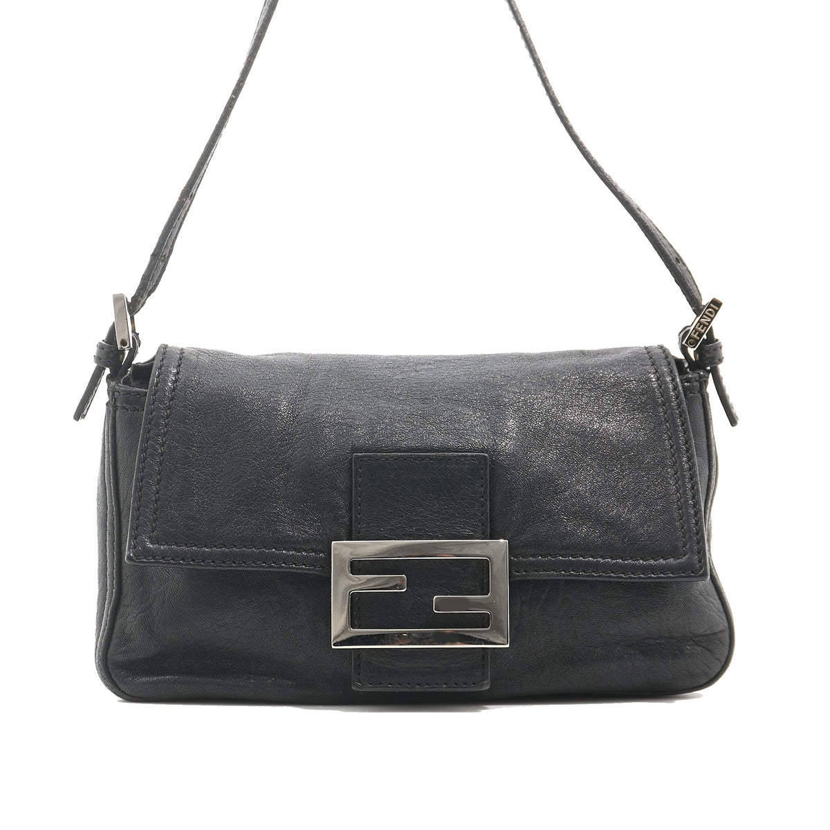 Fendi Vintage Black Leather Mamma Baguette Bag