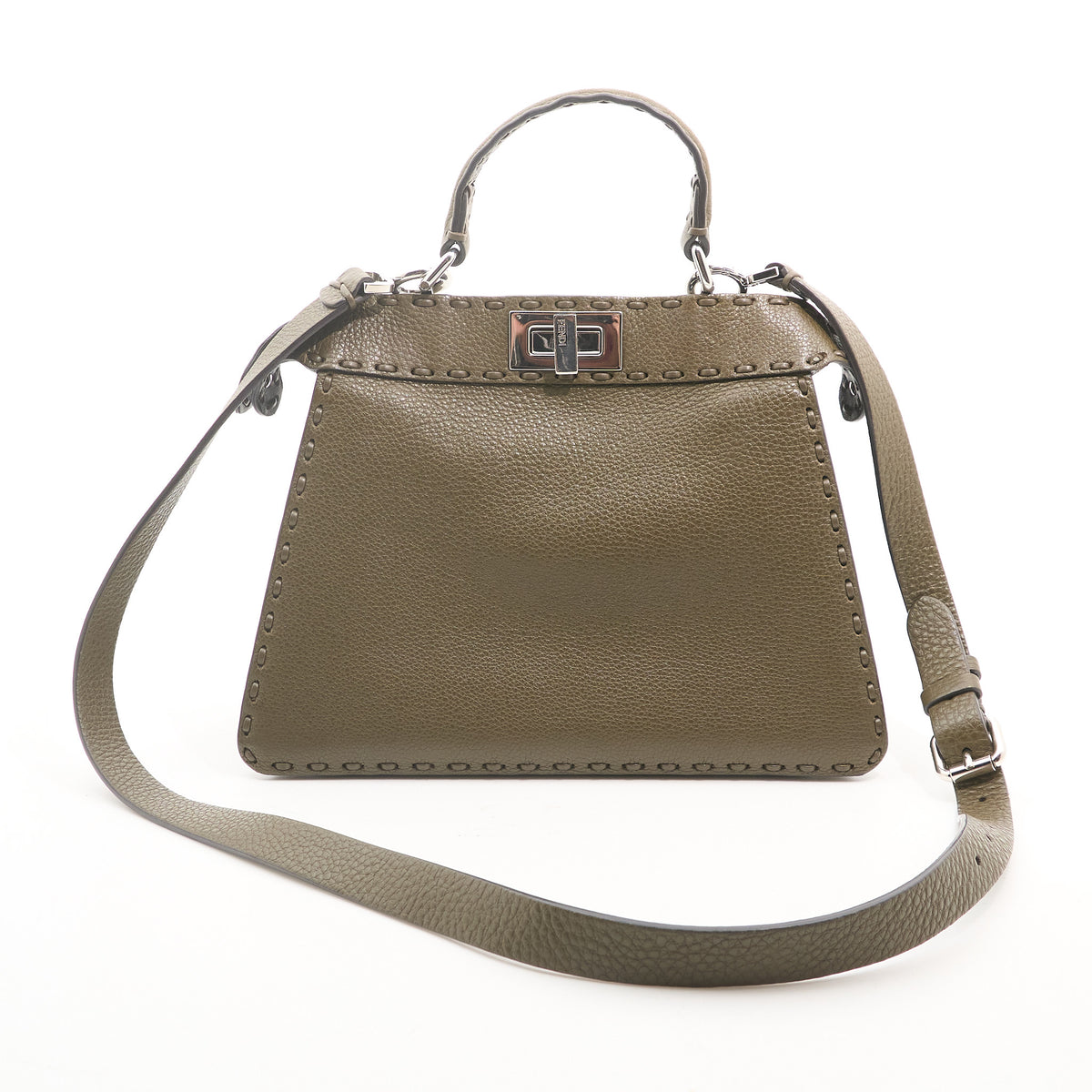 Fendi Peekaboo iSeeU Khaki Green Leather Tote