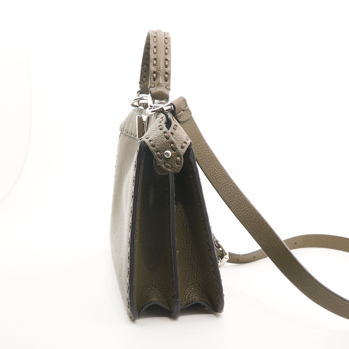 Fendi Peekaboo iSeeU Khaki Green Leather Tote