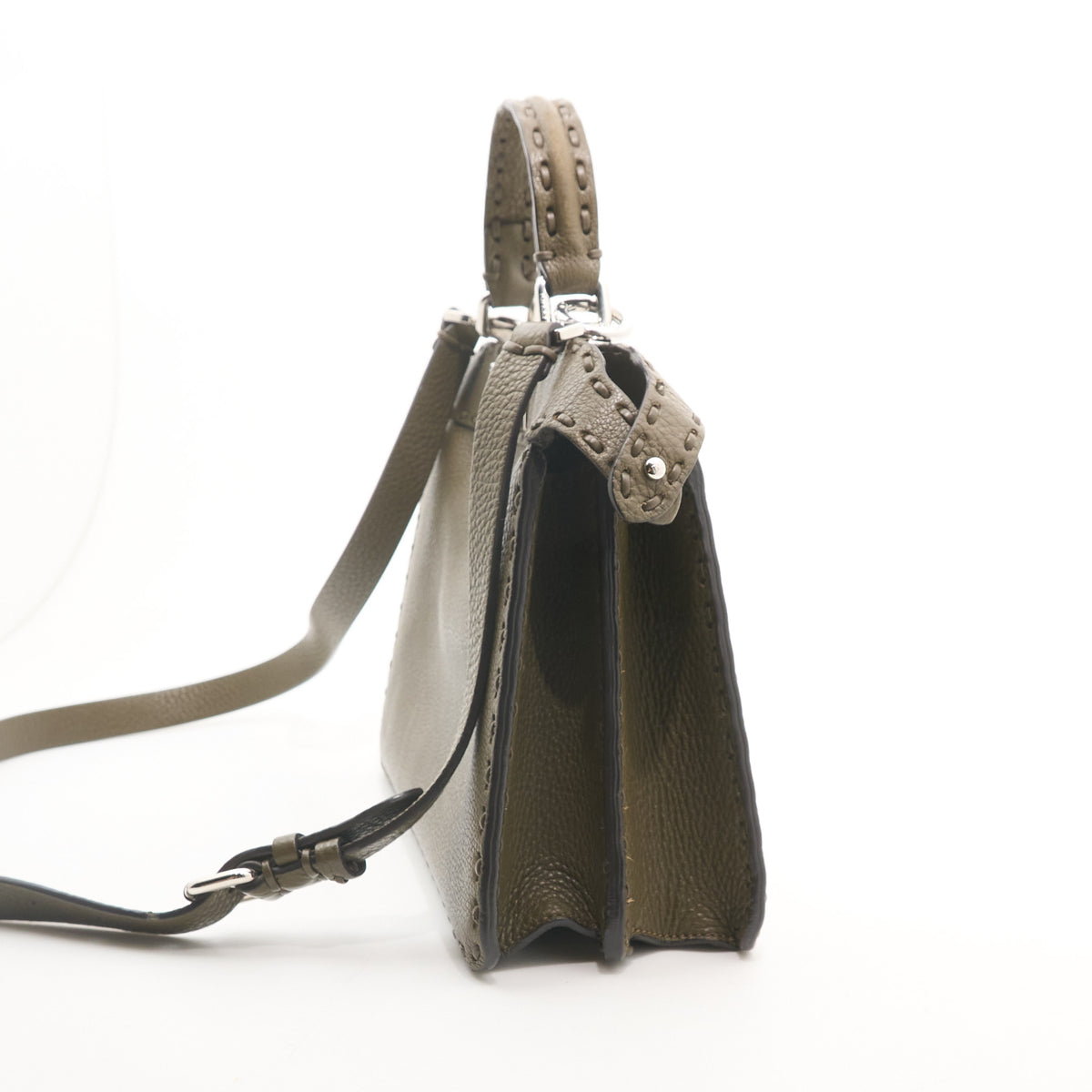 Fendi Peekaboo iSeeU Khaki Green Leather Tote