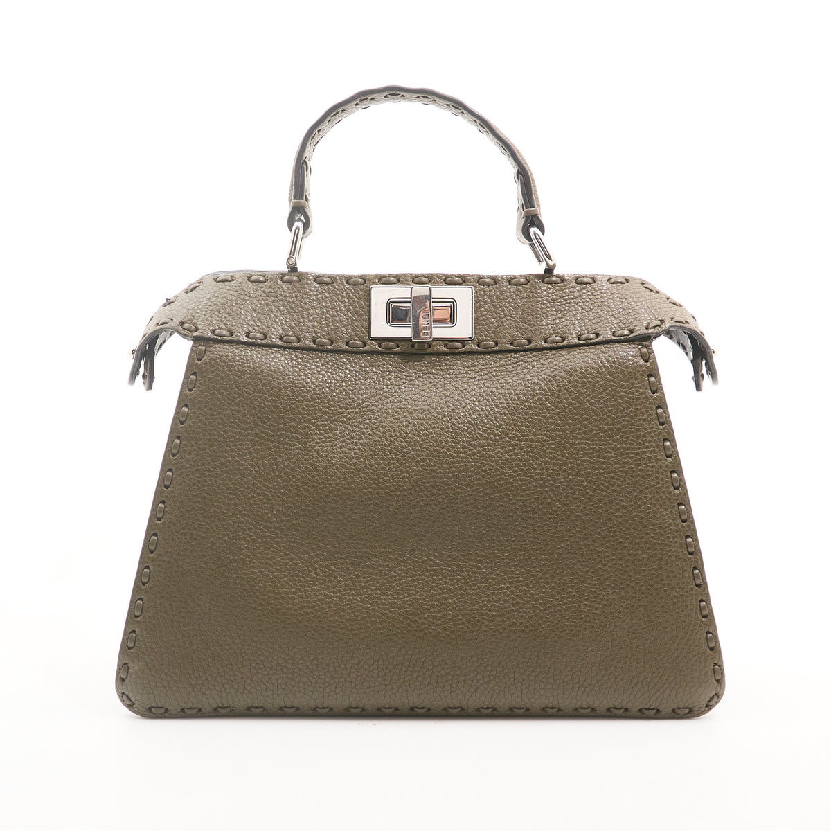 Fendi Peekaboo iSeeU Khaki Green Leather Tote
