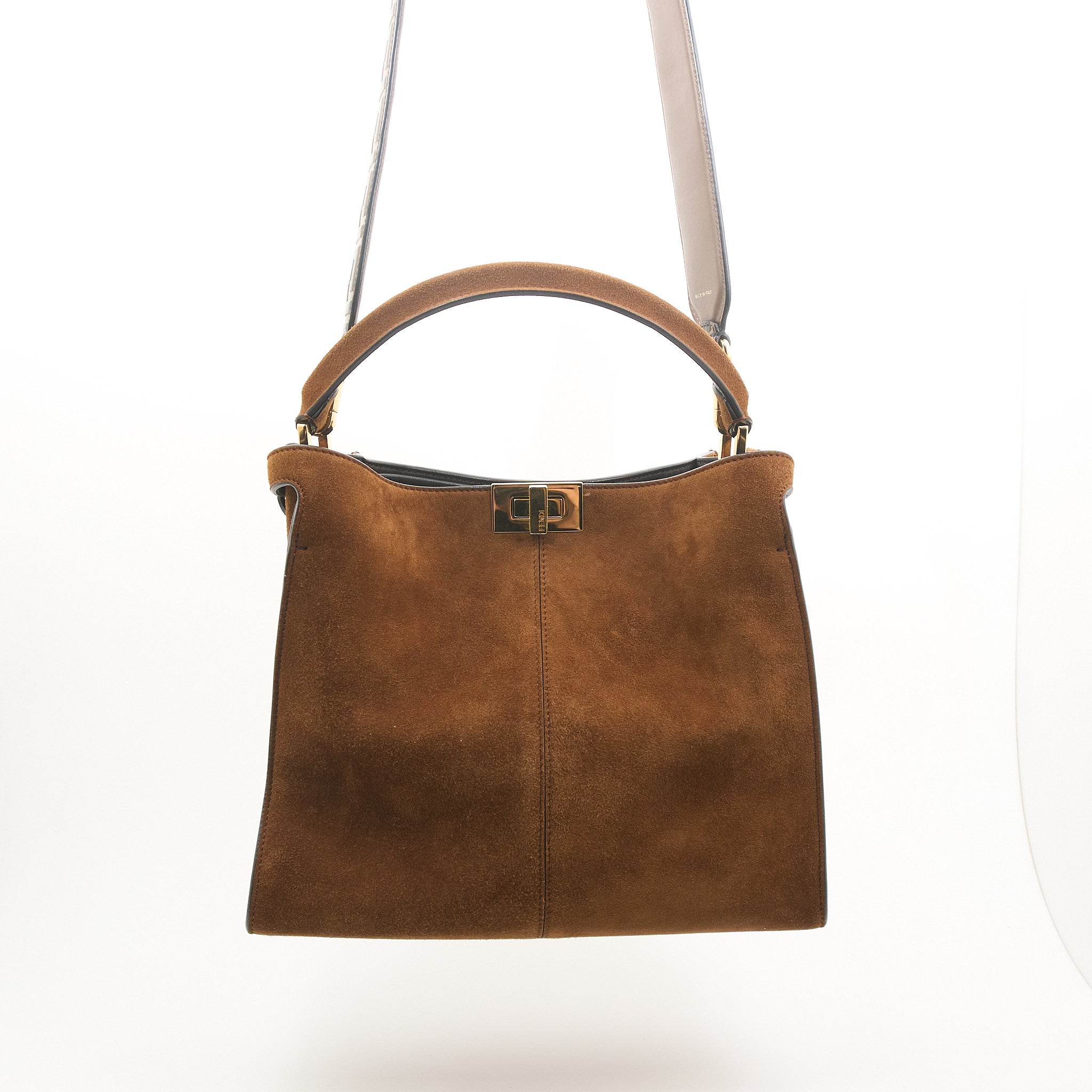 Fendi Peekaboo Tan Suede Leather