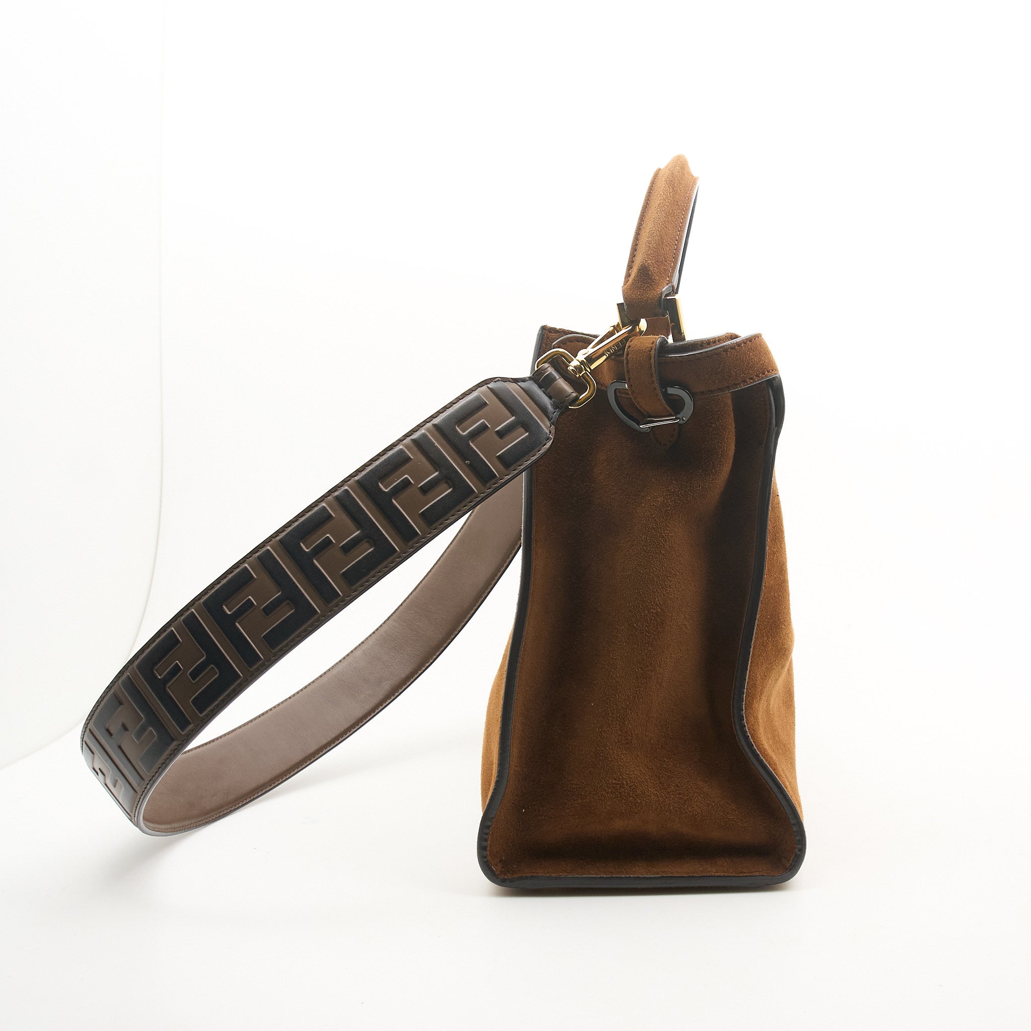 Fendi Peekaboo Tan Suede Leather