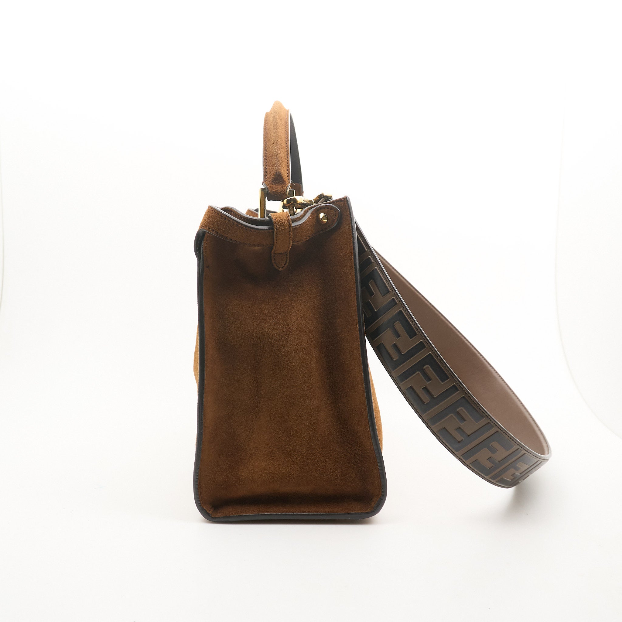 Fendi Peekaboo Tan Suede Leather