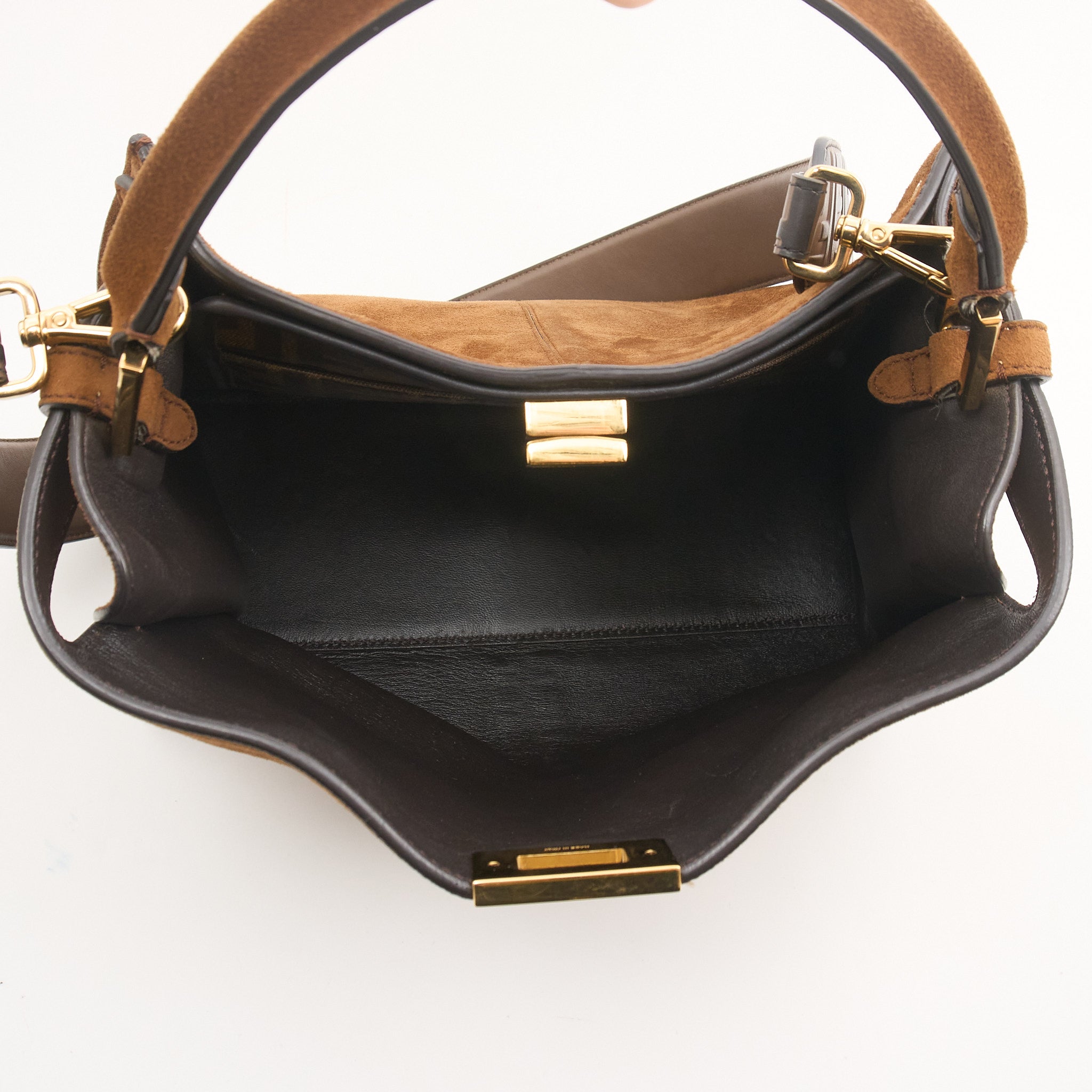 Fendi Peekaboo Tan Suede Leather