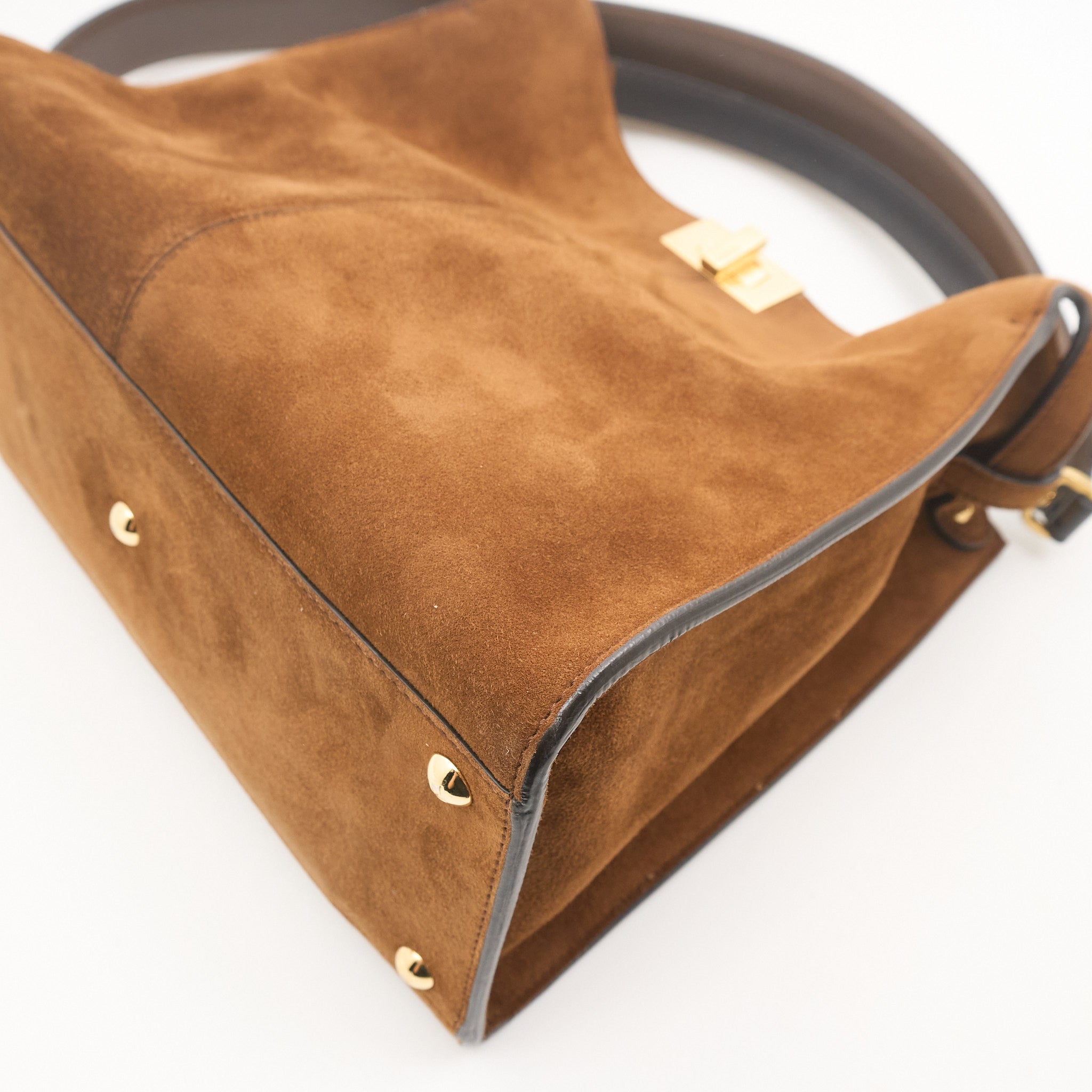 Fendi Peekaboo Tan Suede Leather
