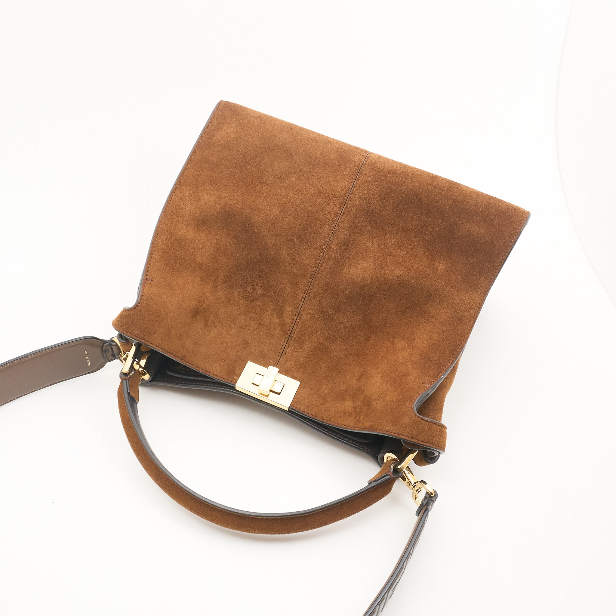Fendi Peekaboo Tan Suede Leather