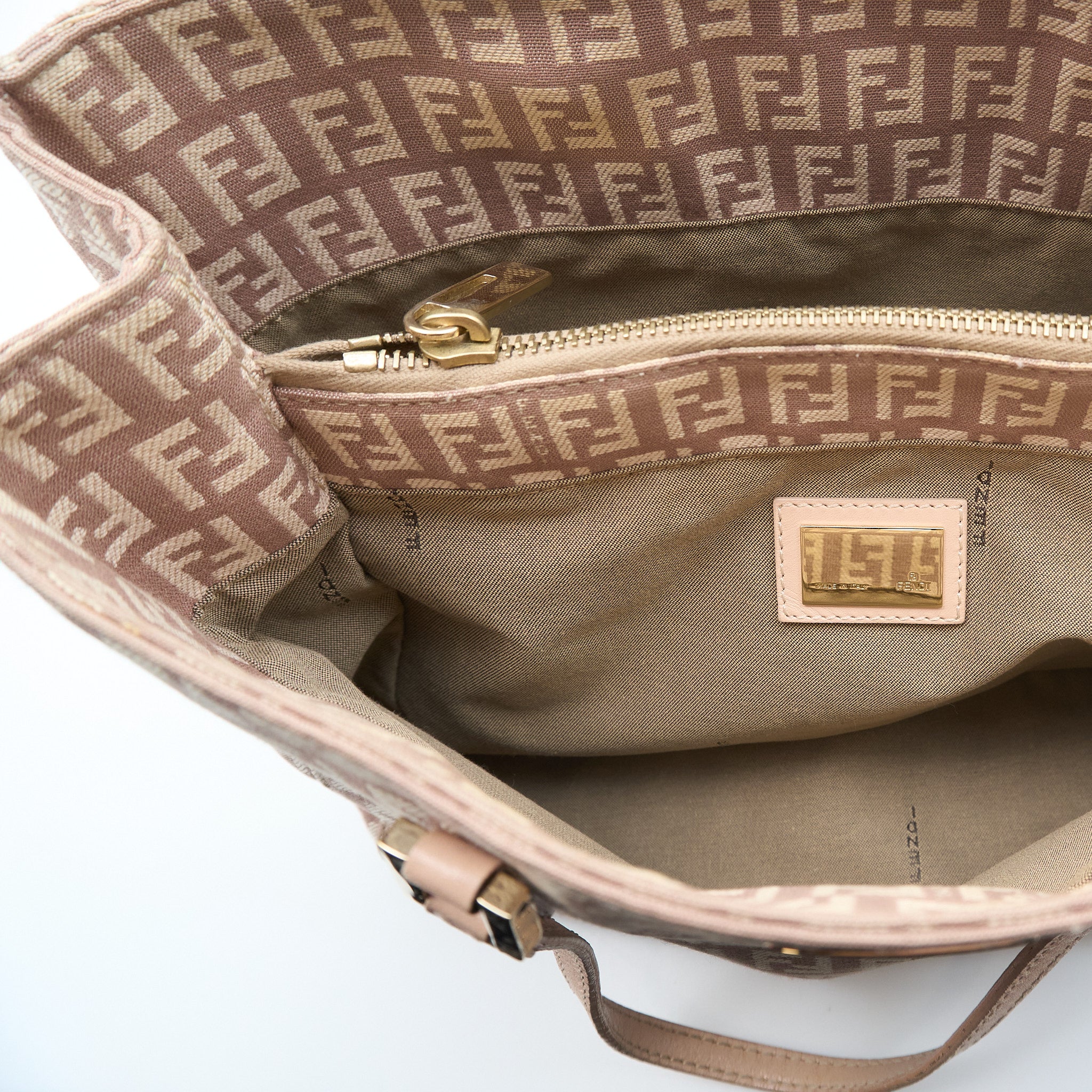 Fendi Pink Tan Zucca Tote Bag