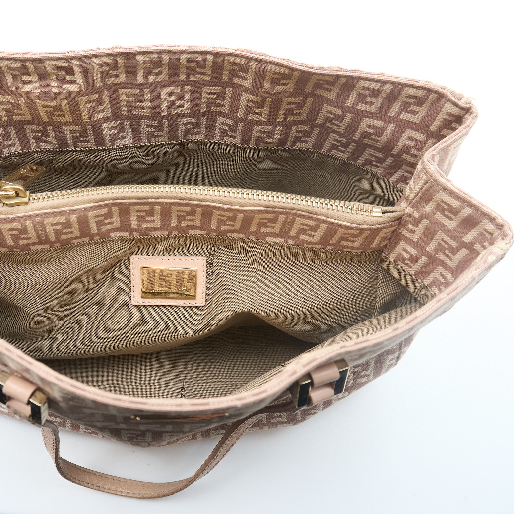 Fendi Pink Tan Zucca Tote Bag