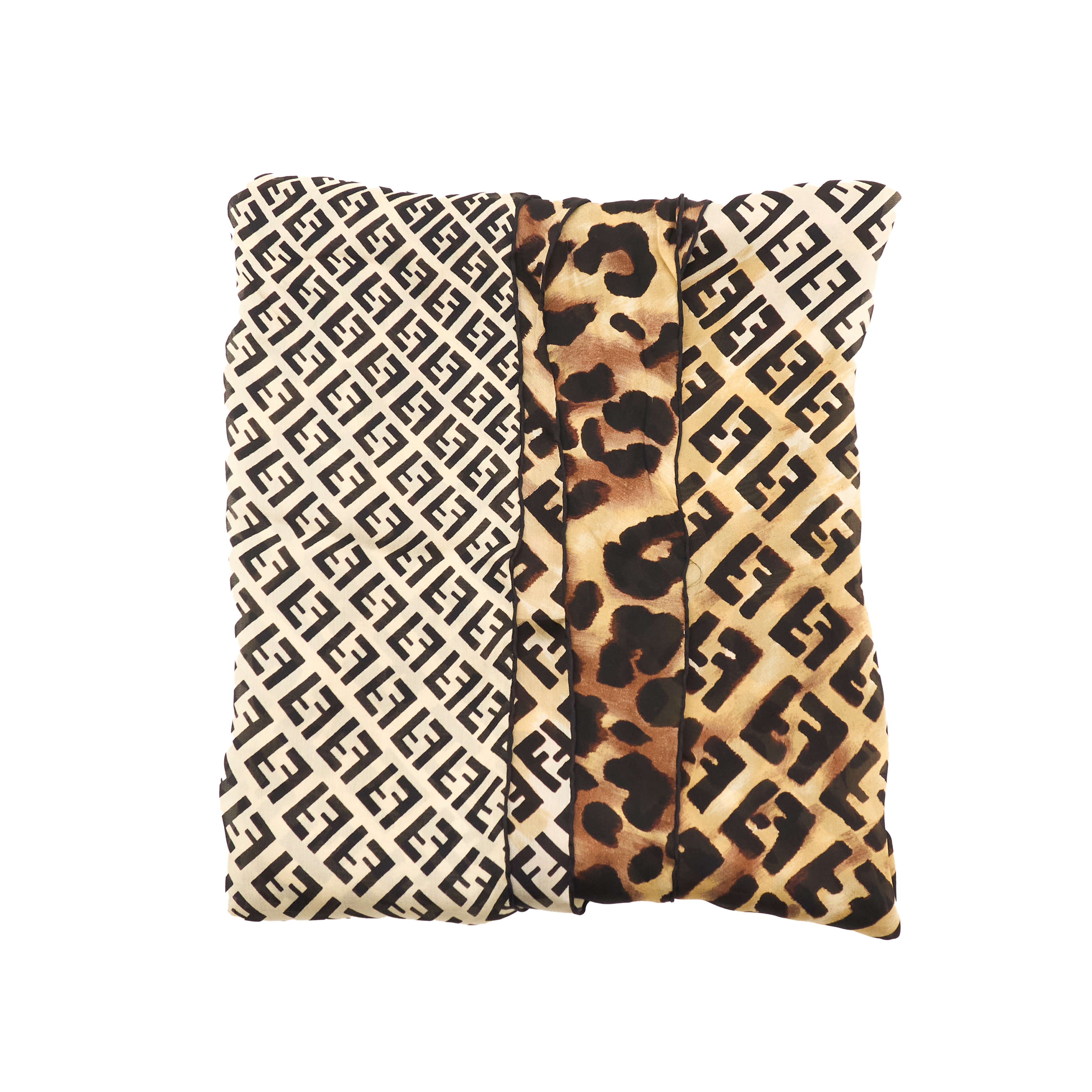 Fendi FF Logo & Leopard Silk Square Scarf