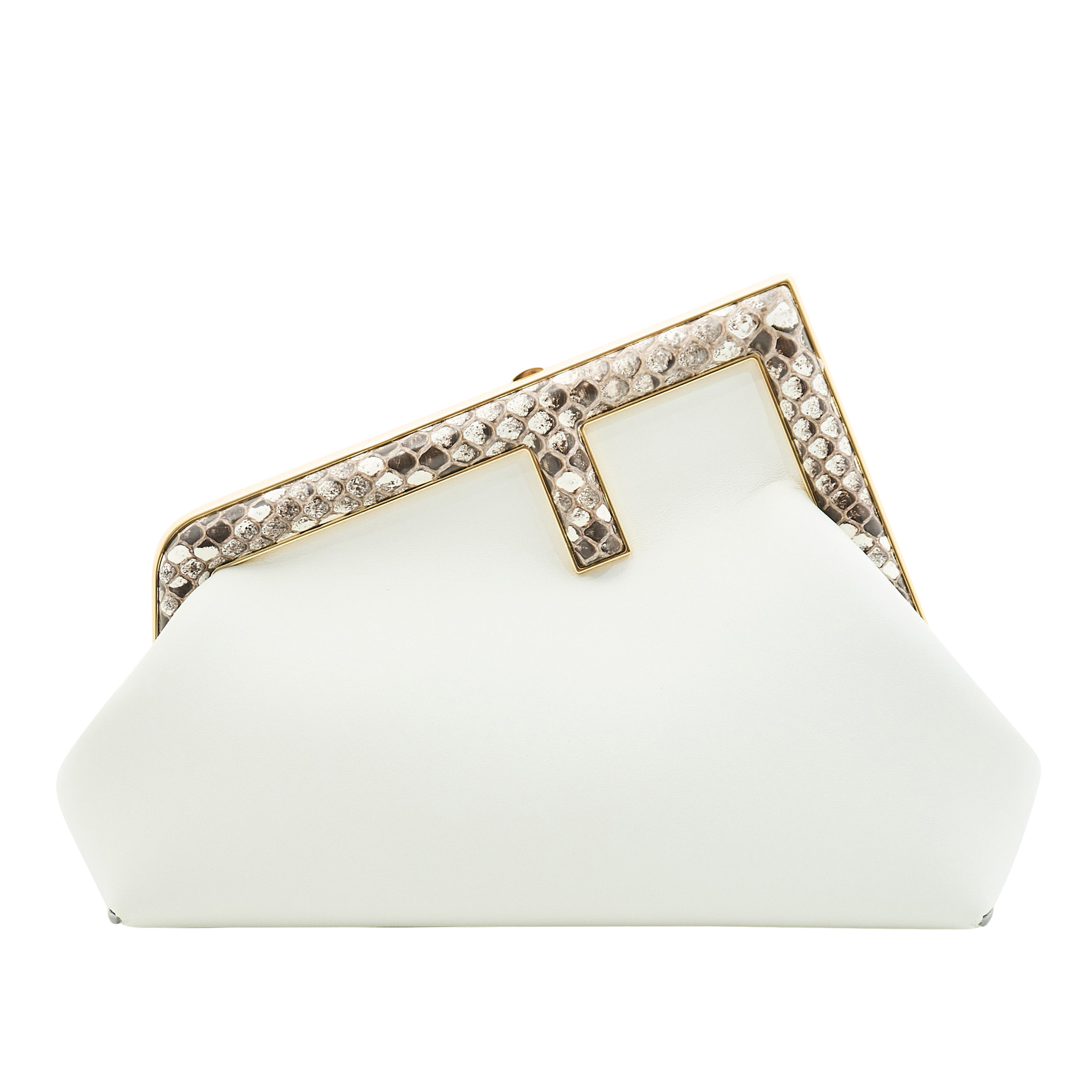 Fendi First Clutch White & Python Leather