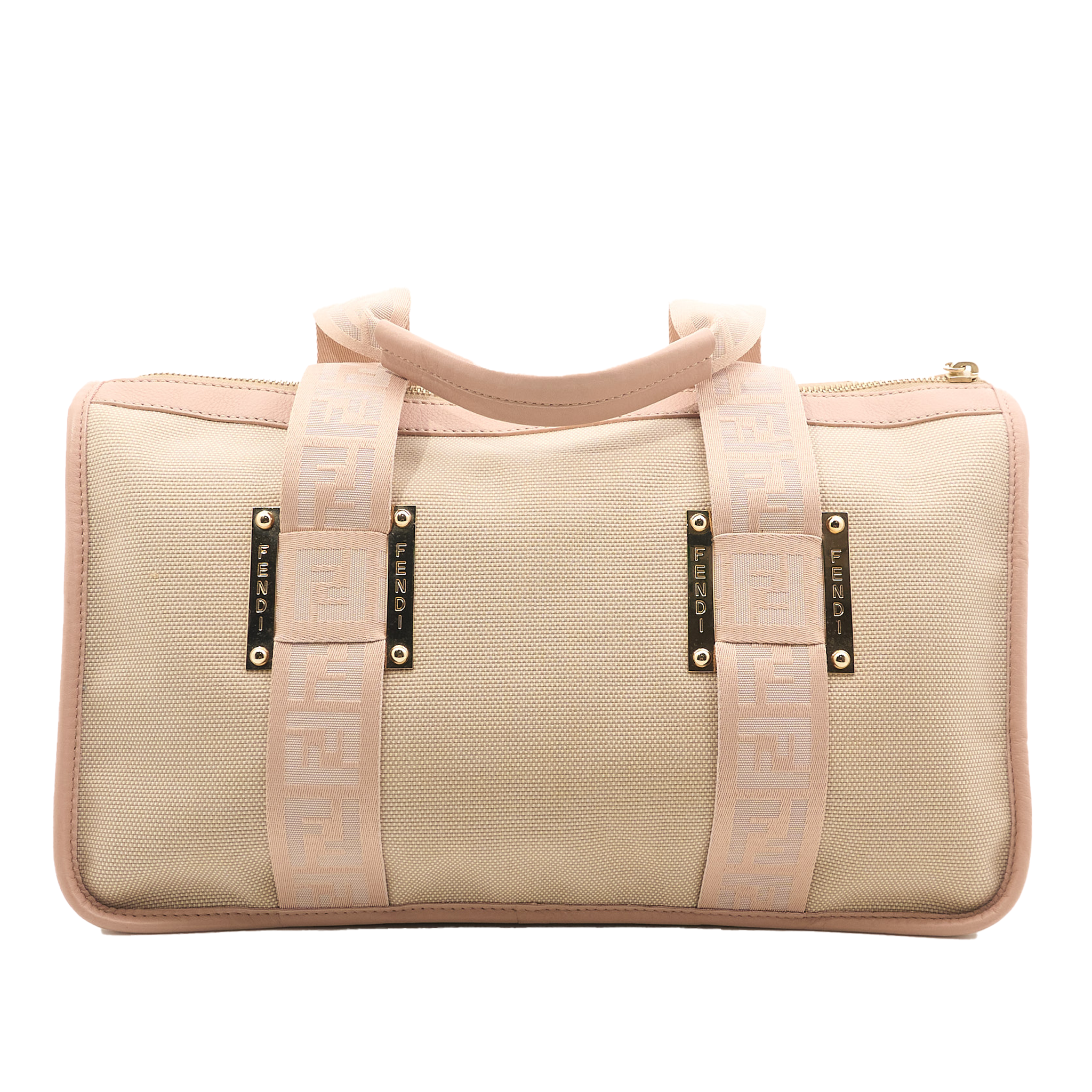 Fendi Canvas Beige & Pink Small Duffle Bag