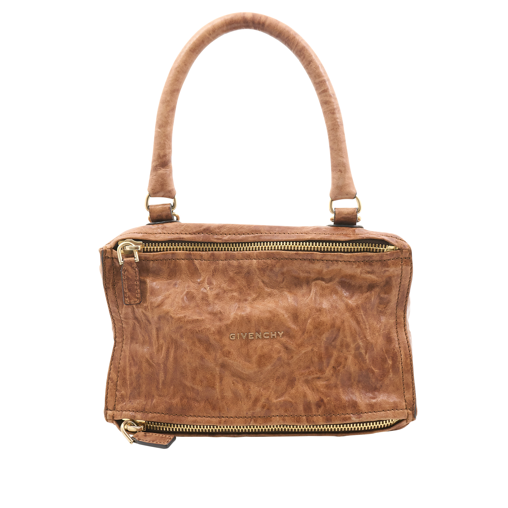 Givenchy Small Pandora Crinkled Tan Leather Bag