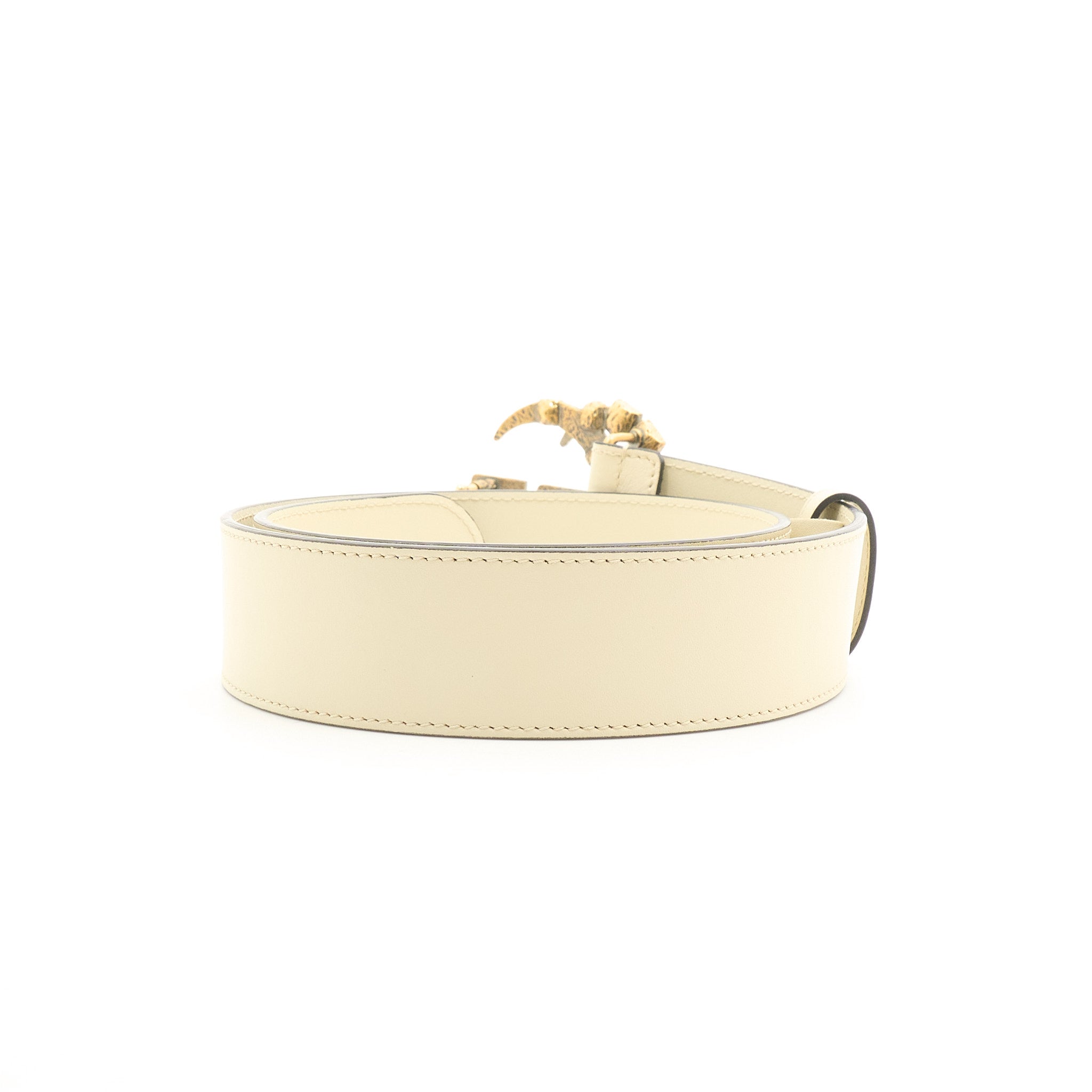 Gucci GG Crystal Embellished Cream Leather Belt 75