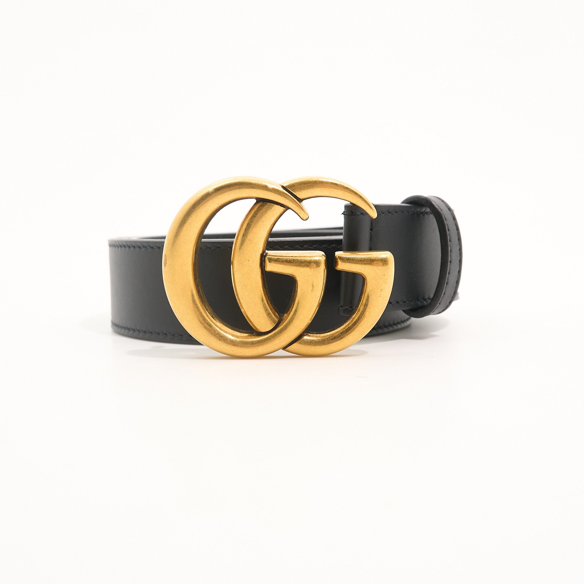 Gucci GG Black Leather Belt Size 90