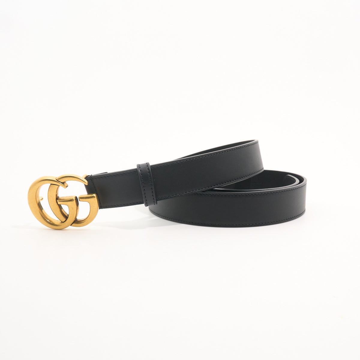 Gucci GG Black Leather Belt Size 90