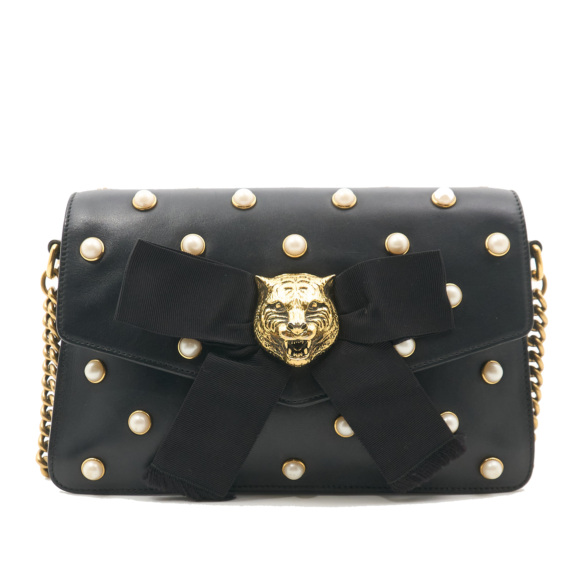 Gucci Broadway Feline Pearl Shoulder Bag