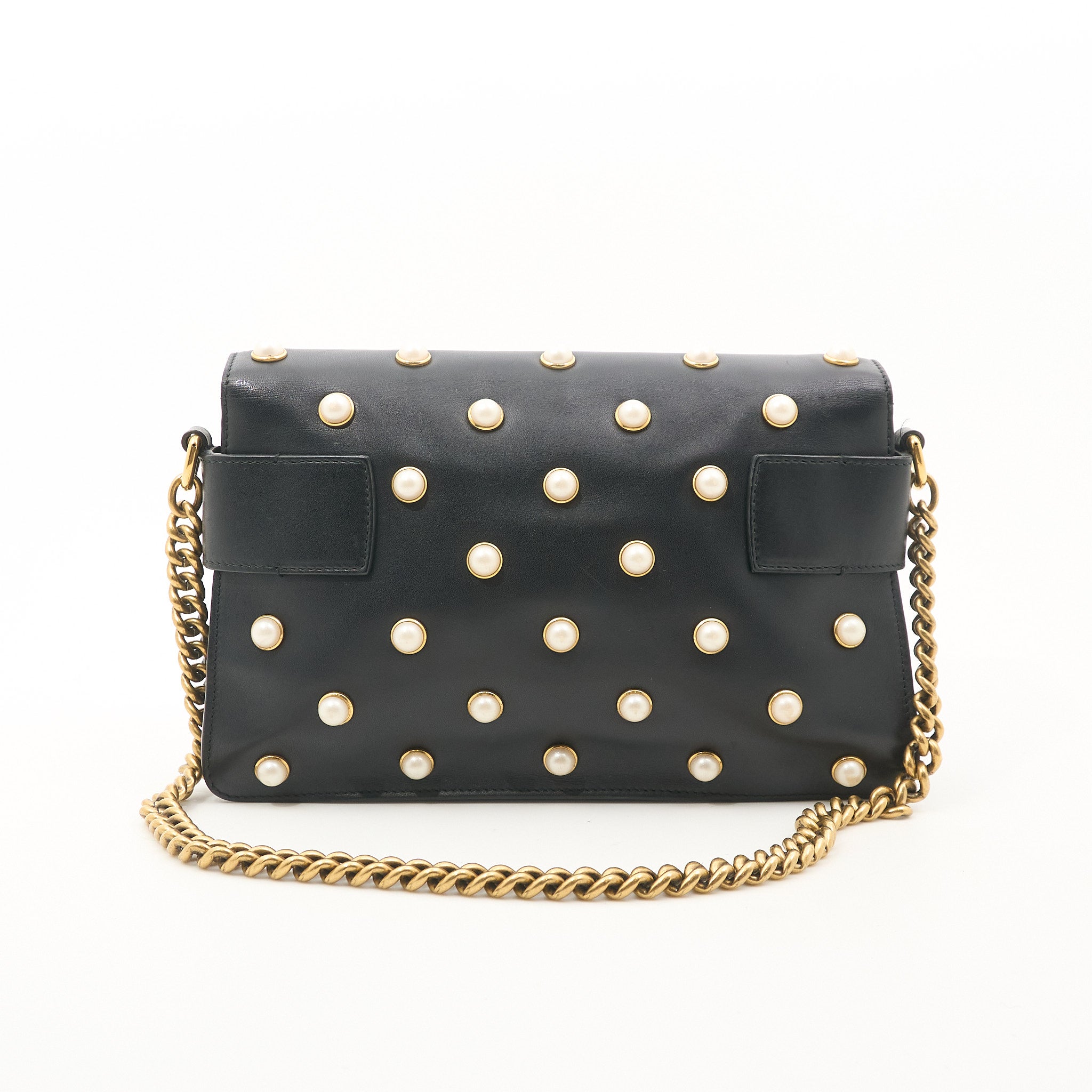 Gucci Broadway Feline Pearl Shoulder Bag