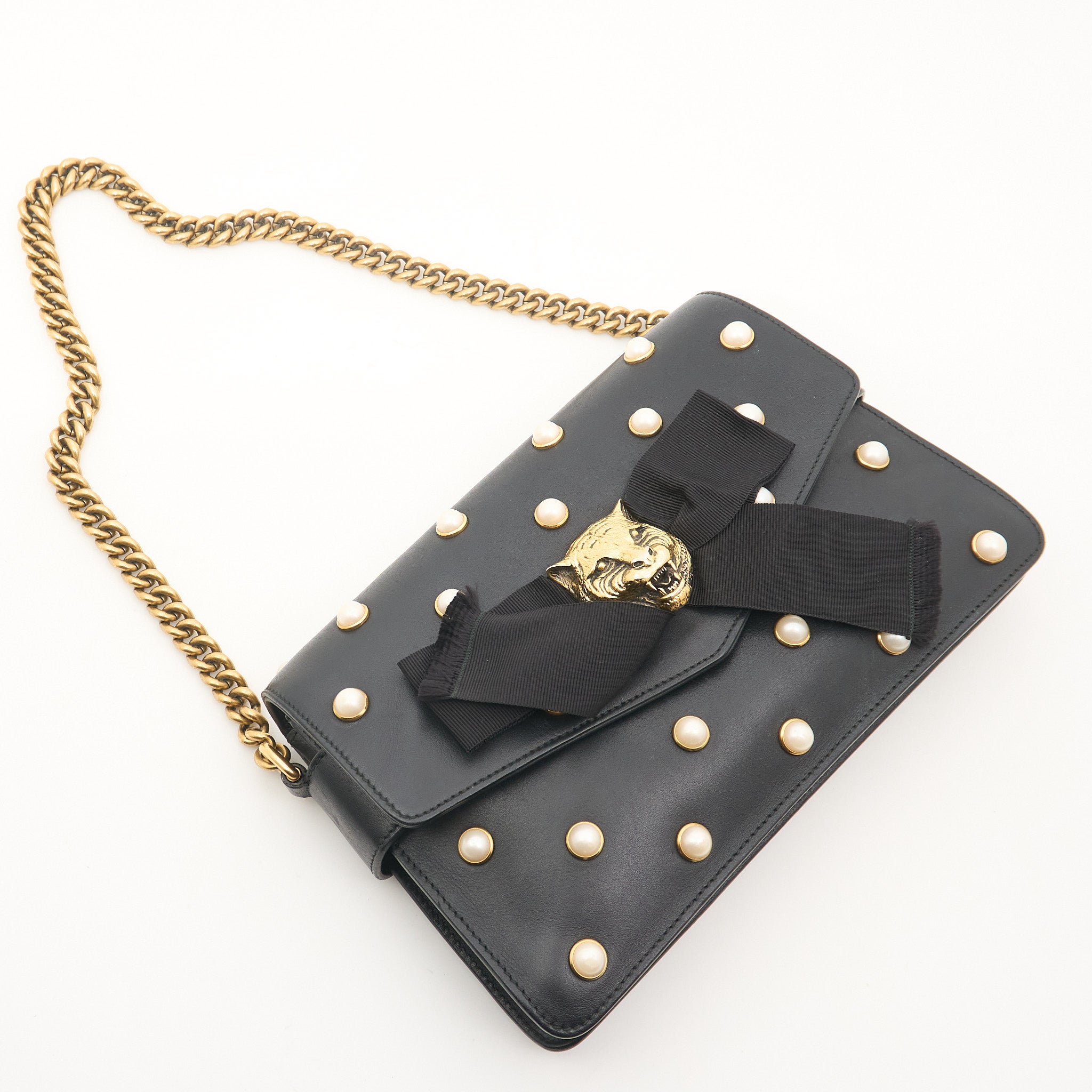 Gucci Broadway Feline Pearl Shoulder Bag