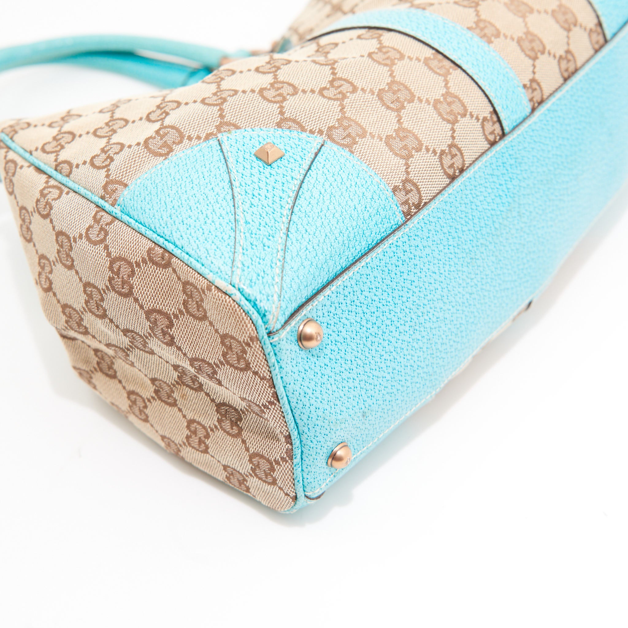 Gucci Canvas Bamboo Jackie in GG Supreme Canvas and Blue Leather