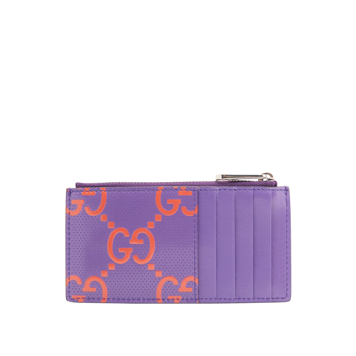Gucci Canvas GG Embossed Card Case in Purple SHW