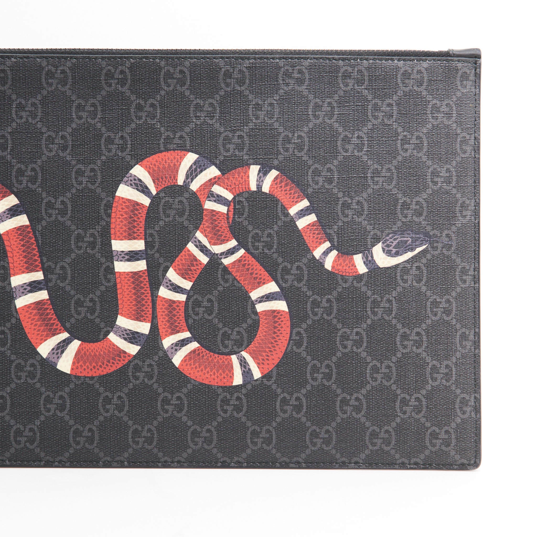 Gucci Canvas Kingsnake Pouch in Black Monogram SHW