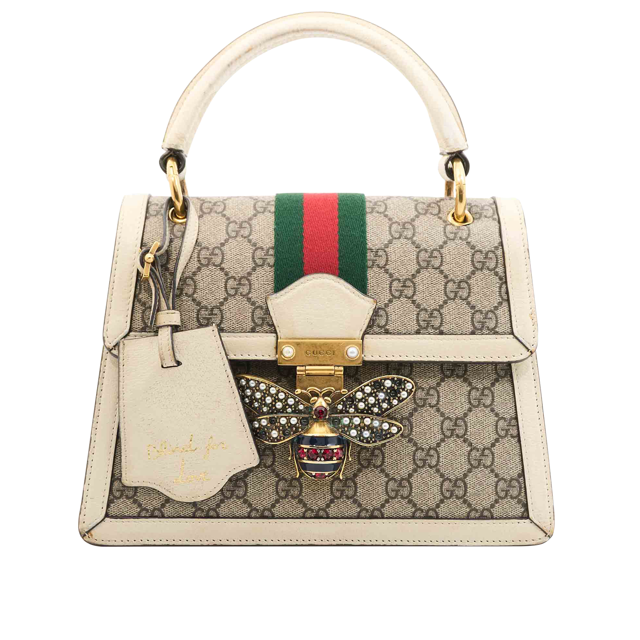 Gucci Canvas Queen Margaret Handle in GG Supreme Canvas with White Trim