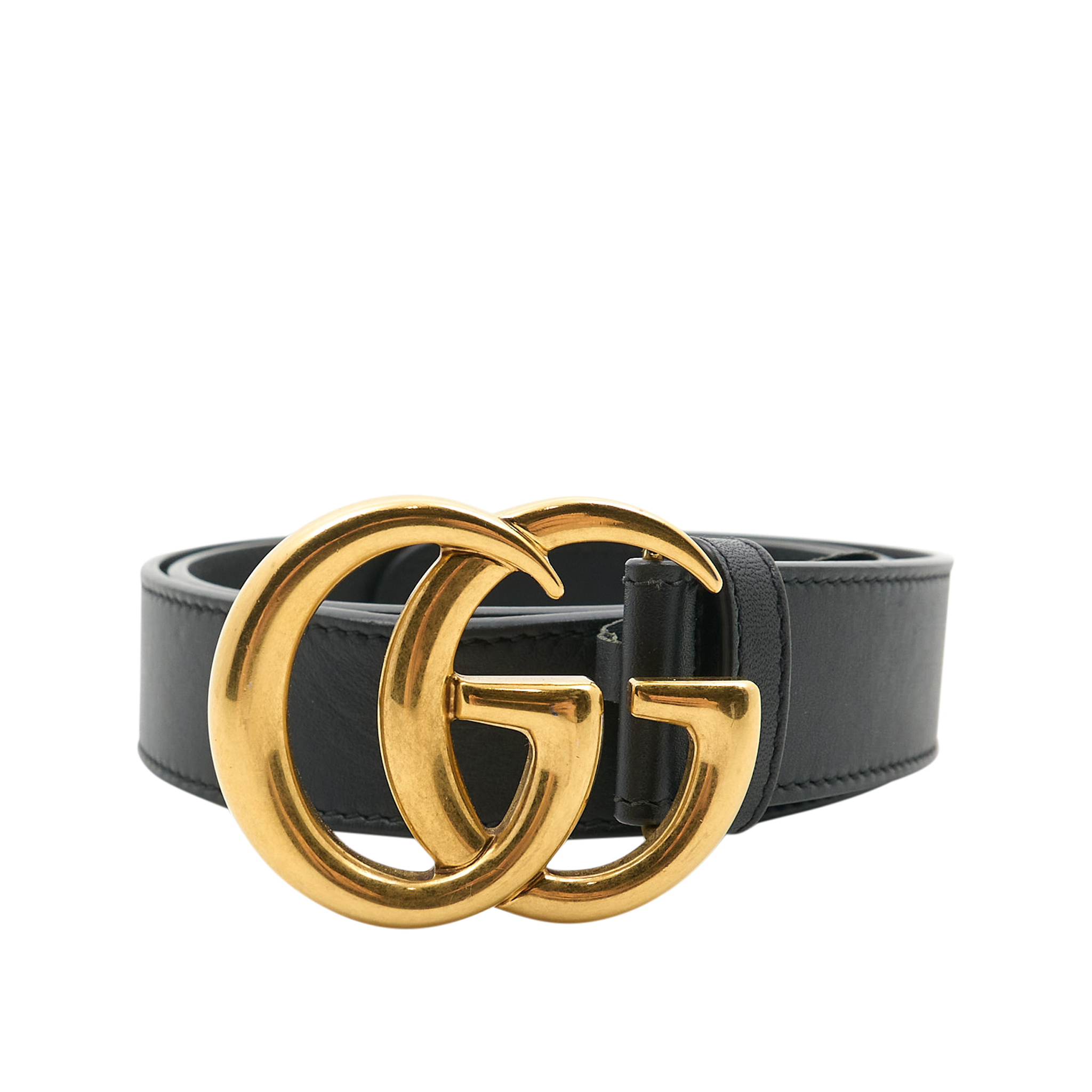 Gucci GG Black Leather Belt Size 80