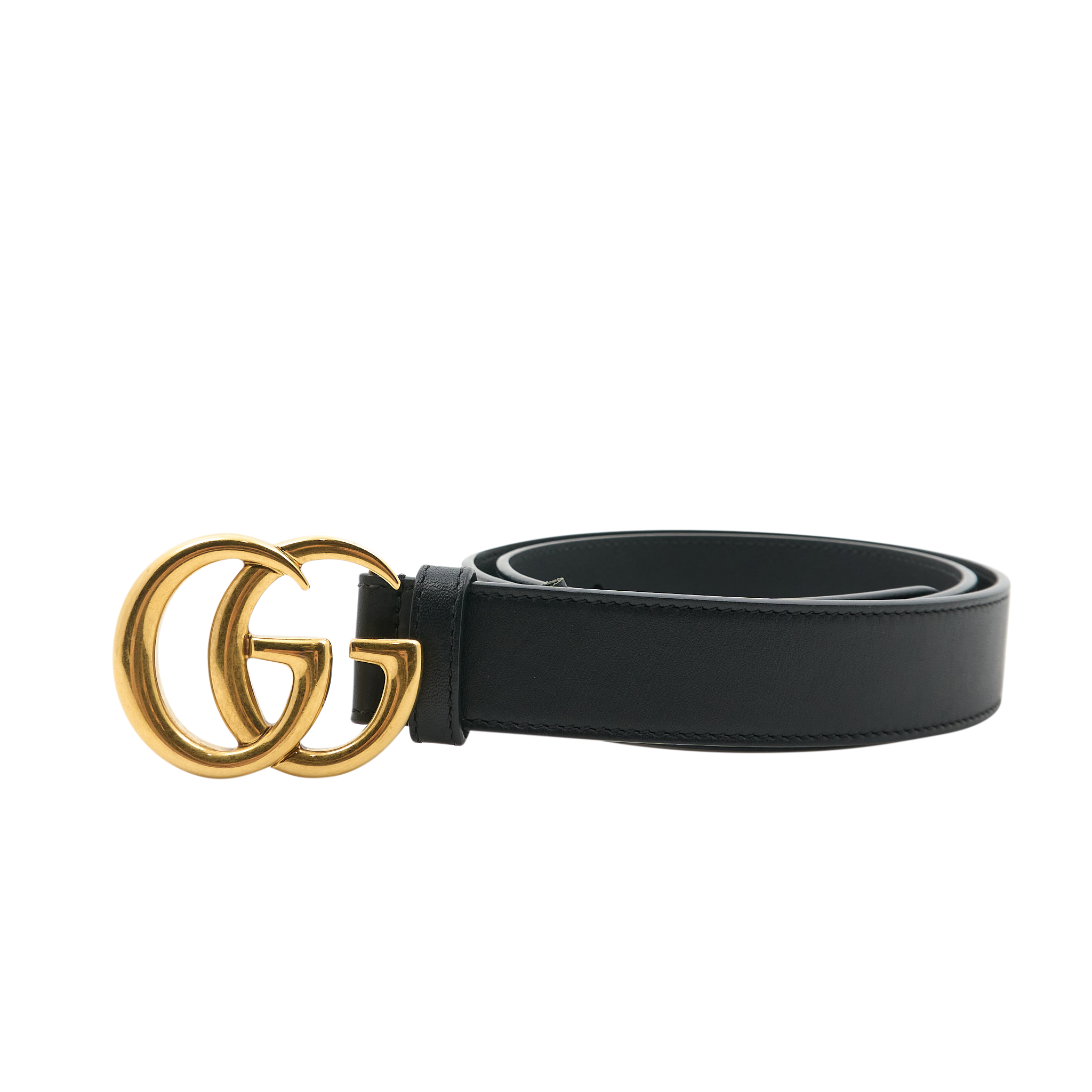 Gucci GG Black Leather Belt Size 80