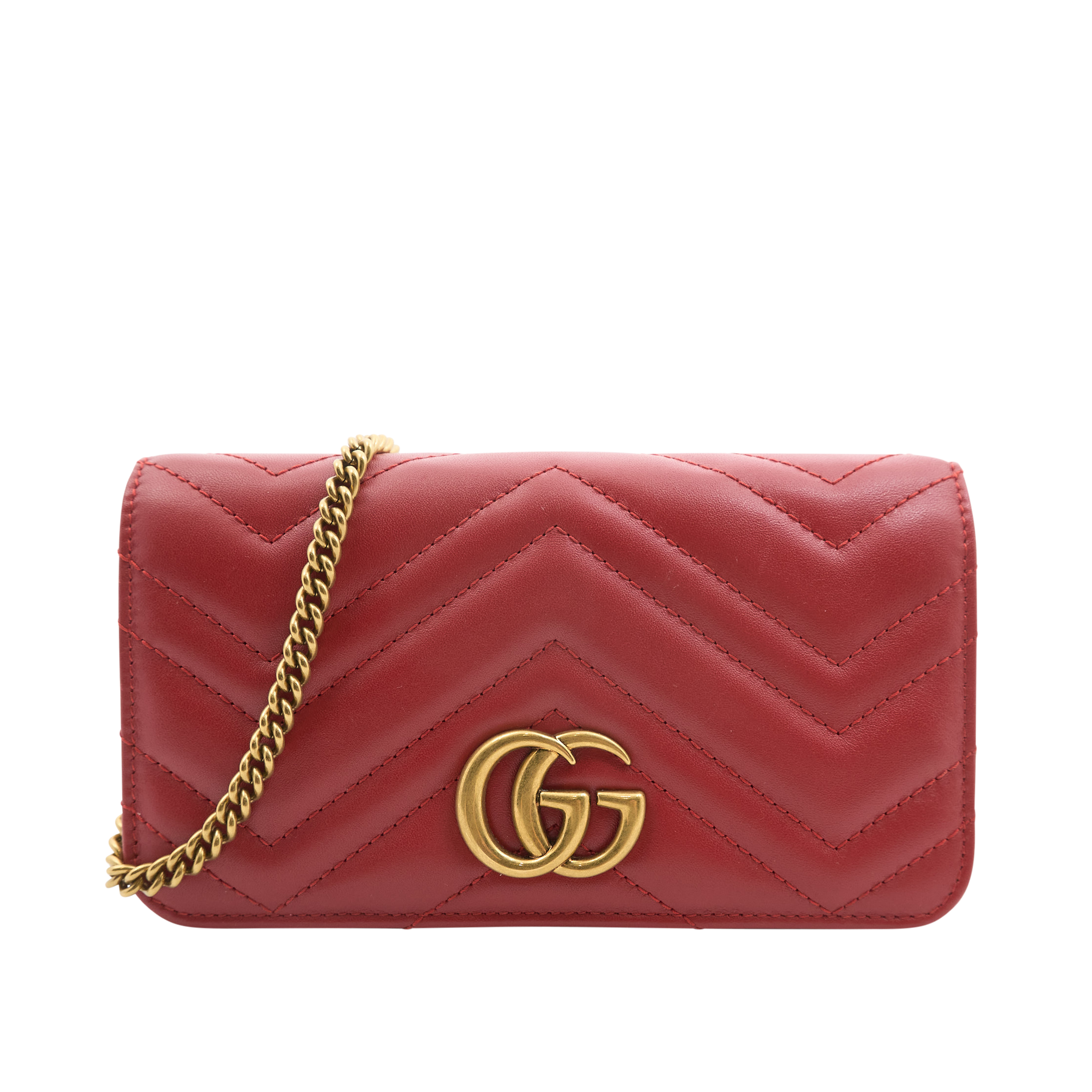 Gucci GG Marmont Chain Wallet Red