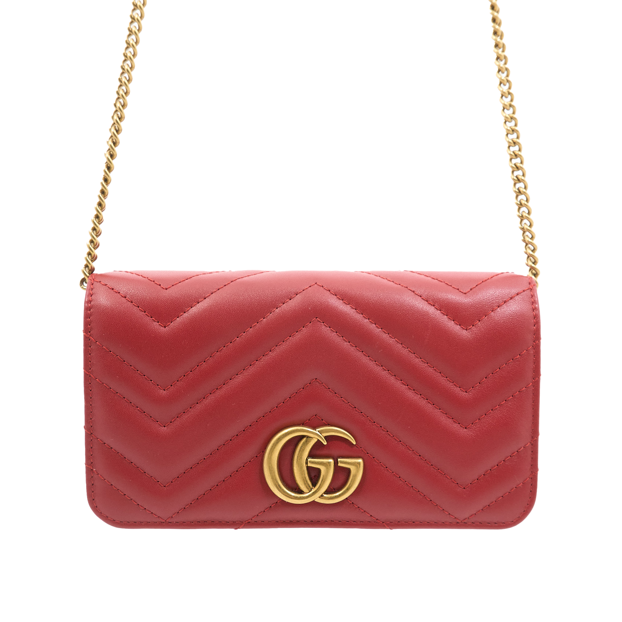 Gucci GG Marmont Chain Wallet Red