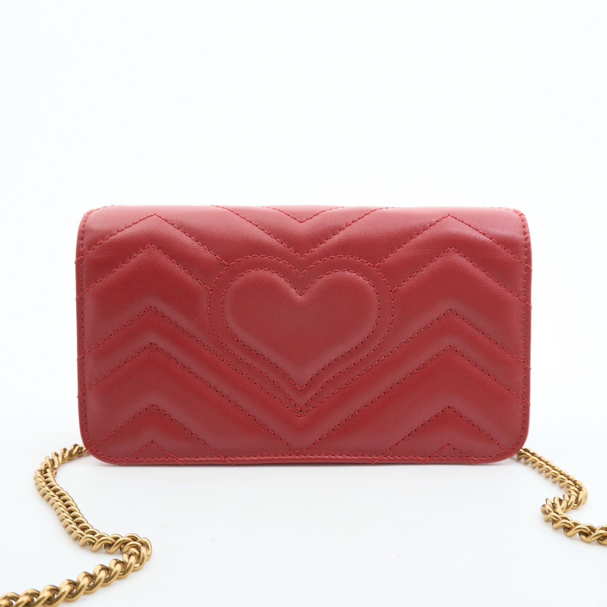 Gucci GG Marmont Chain Wallet Red