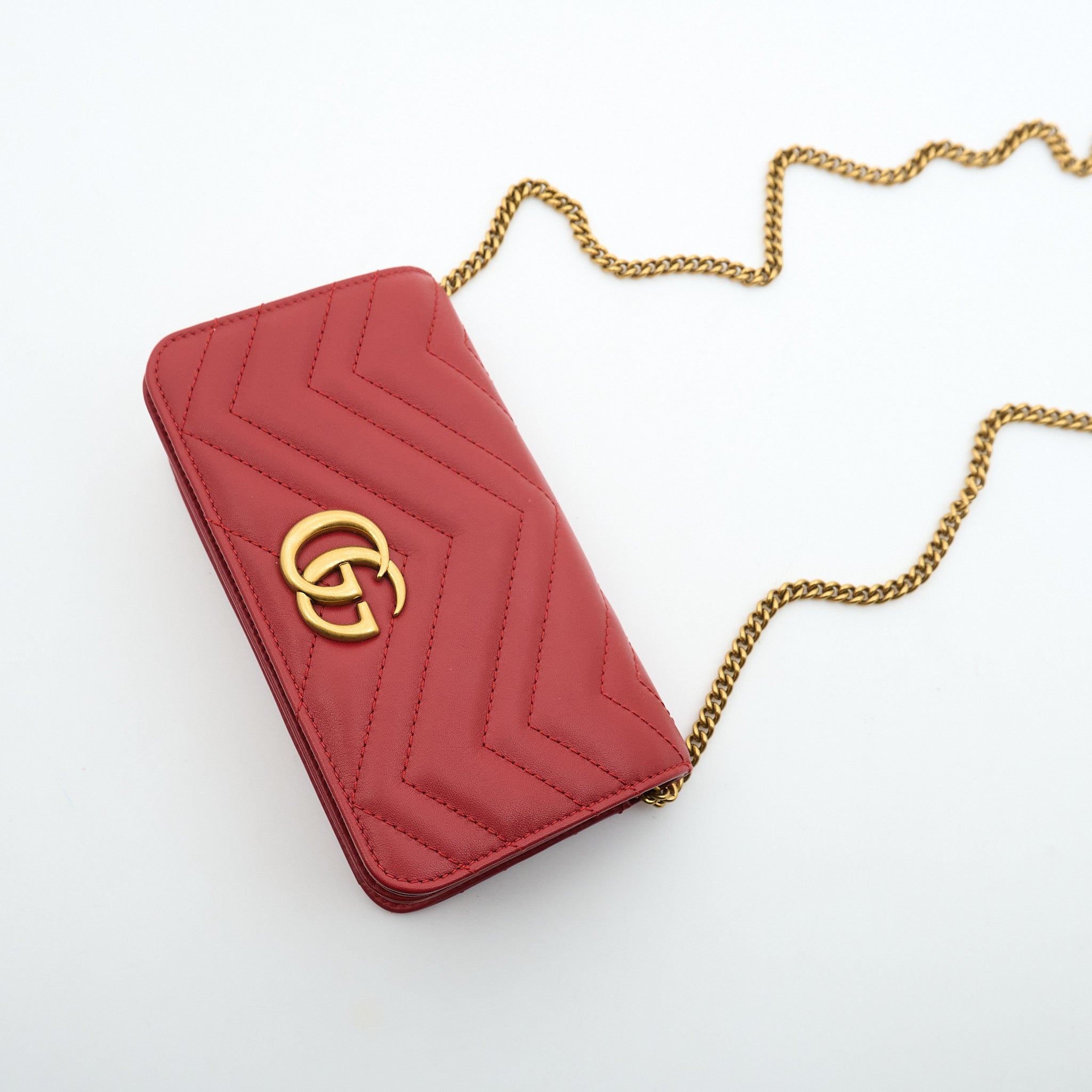 Gucci GG Marmont Chain Wallet Red