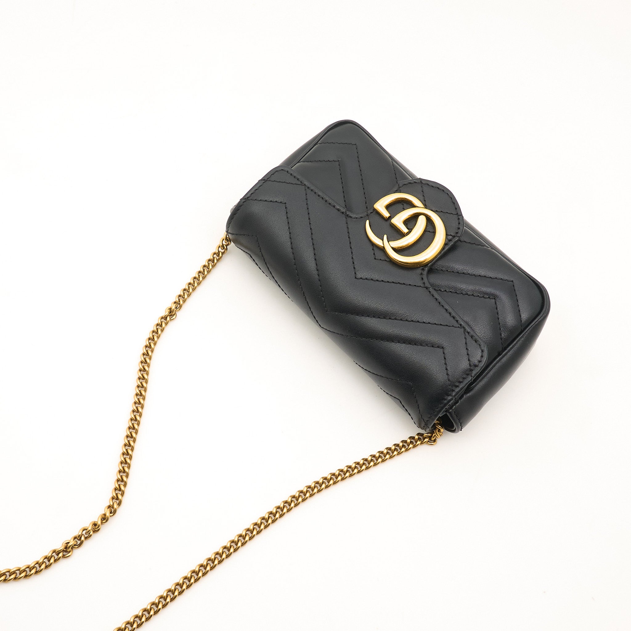 Gucci GG Marmont Matelassé Super Mini Black Bag