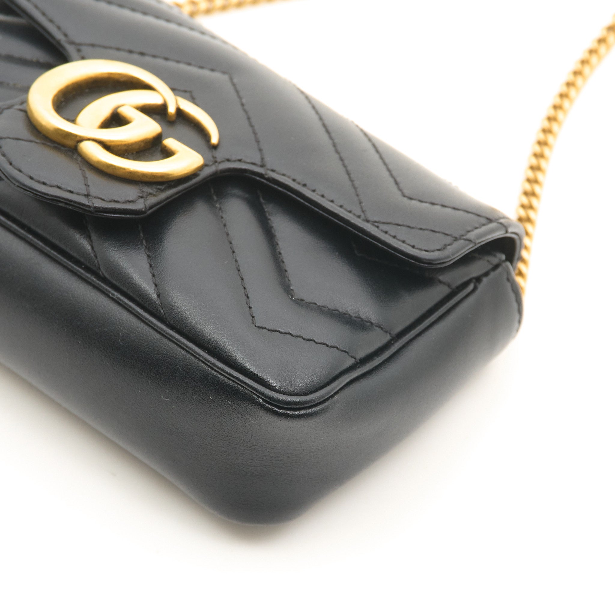 Gucci GG Marmont Matelassé Super Mini Black Bag
