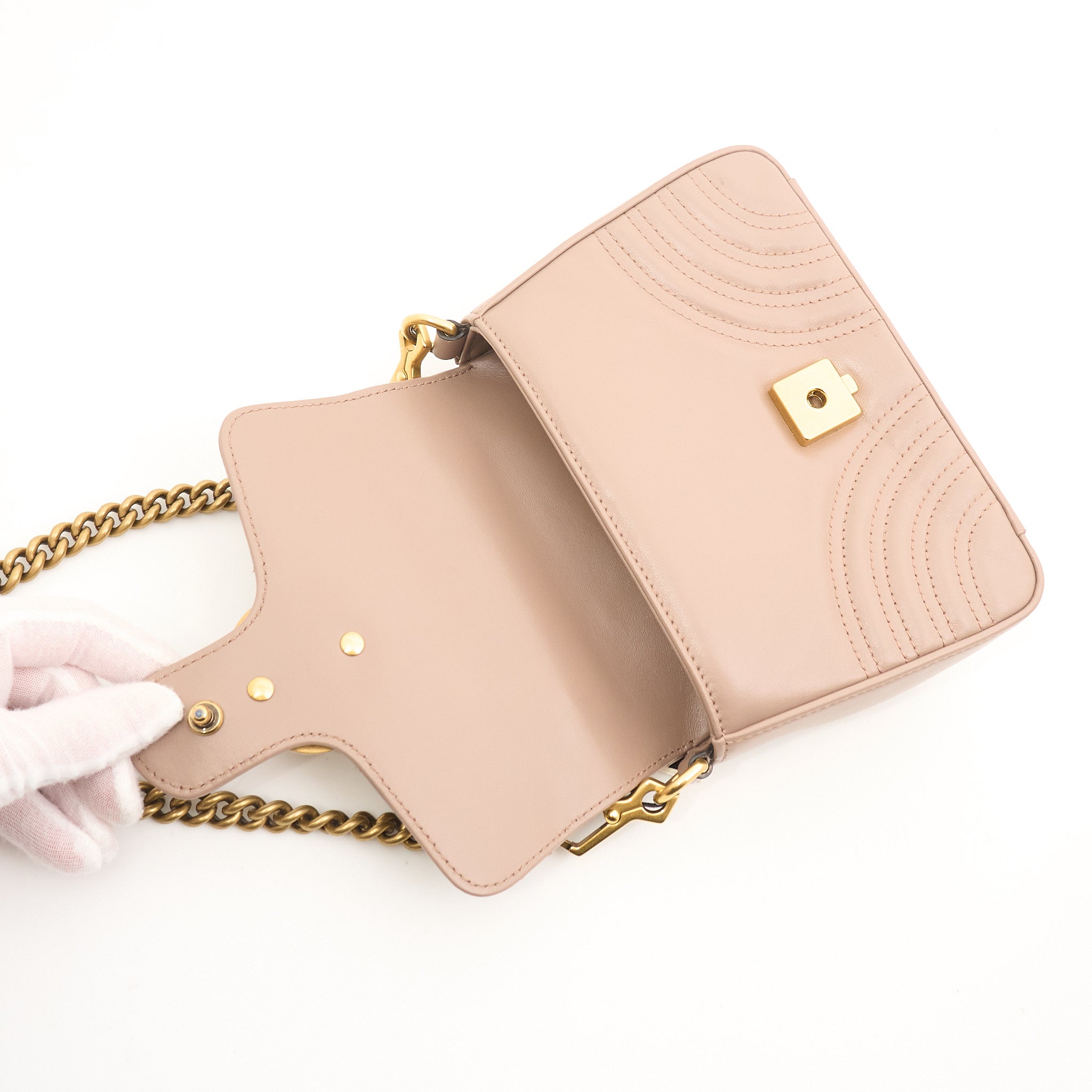 Gucci GG Marmont Small Top Handle Bag in Nude