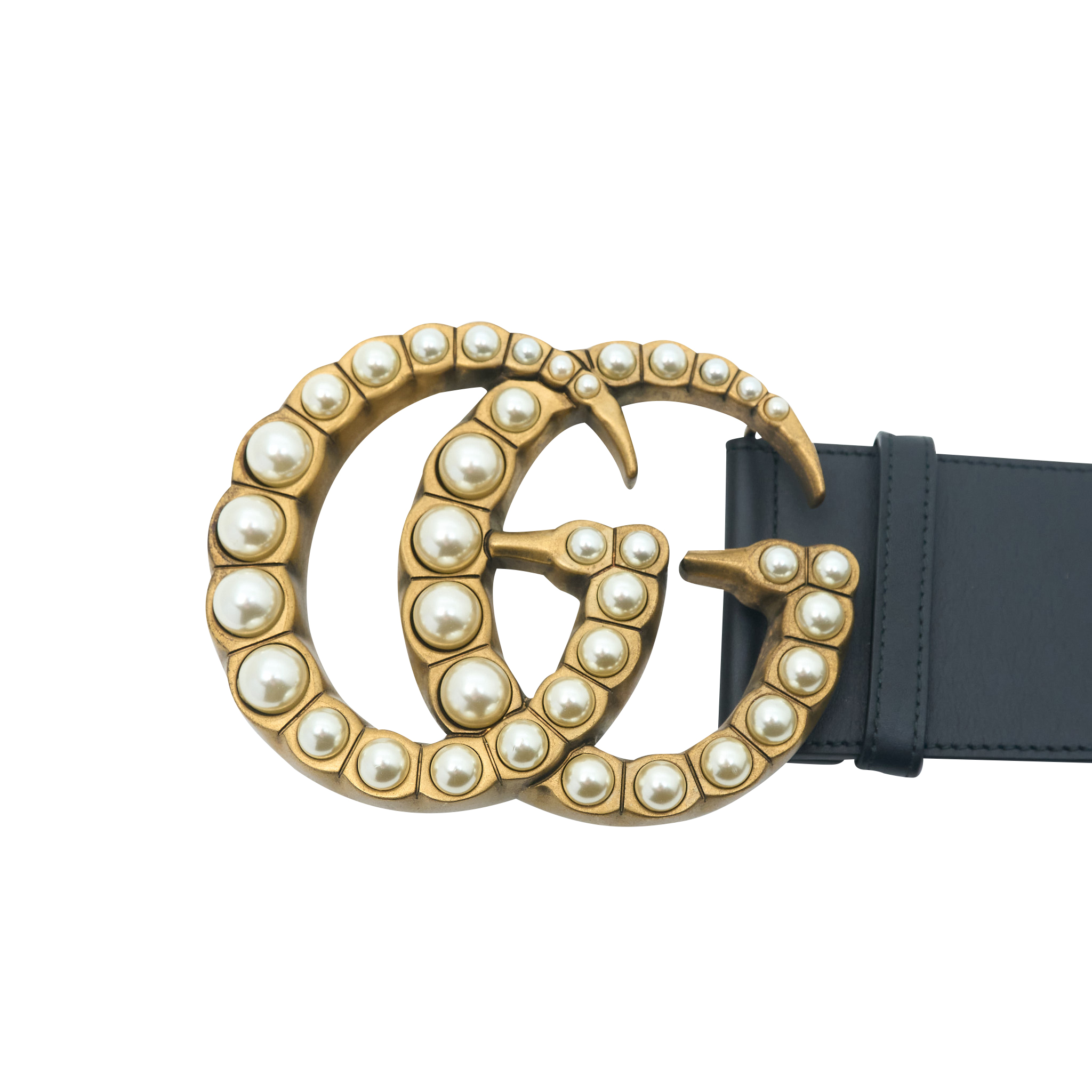 Gucci GG Marmont Wide Belt With Pearls