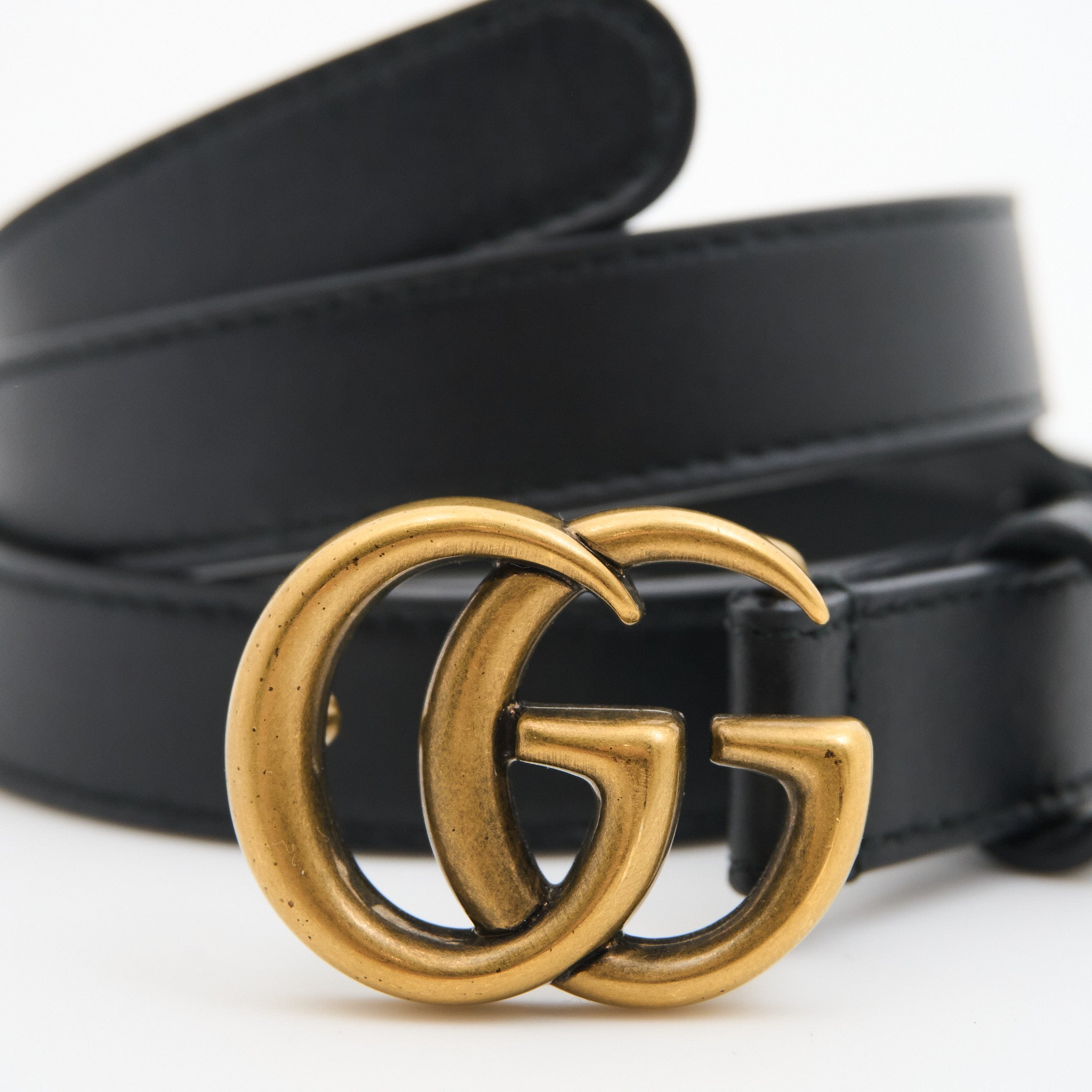 Gucci GG Small Black Leather Belt