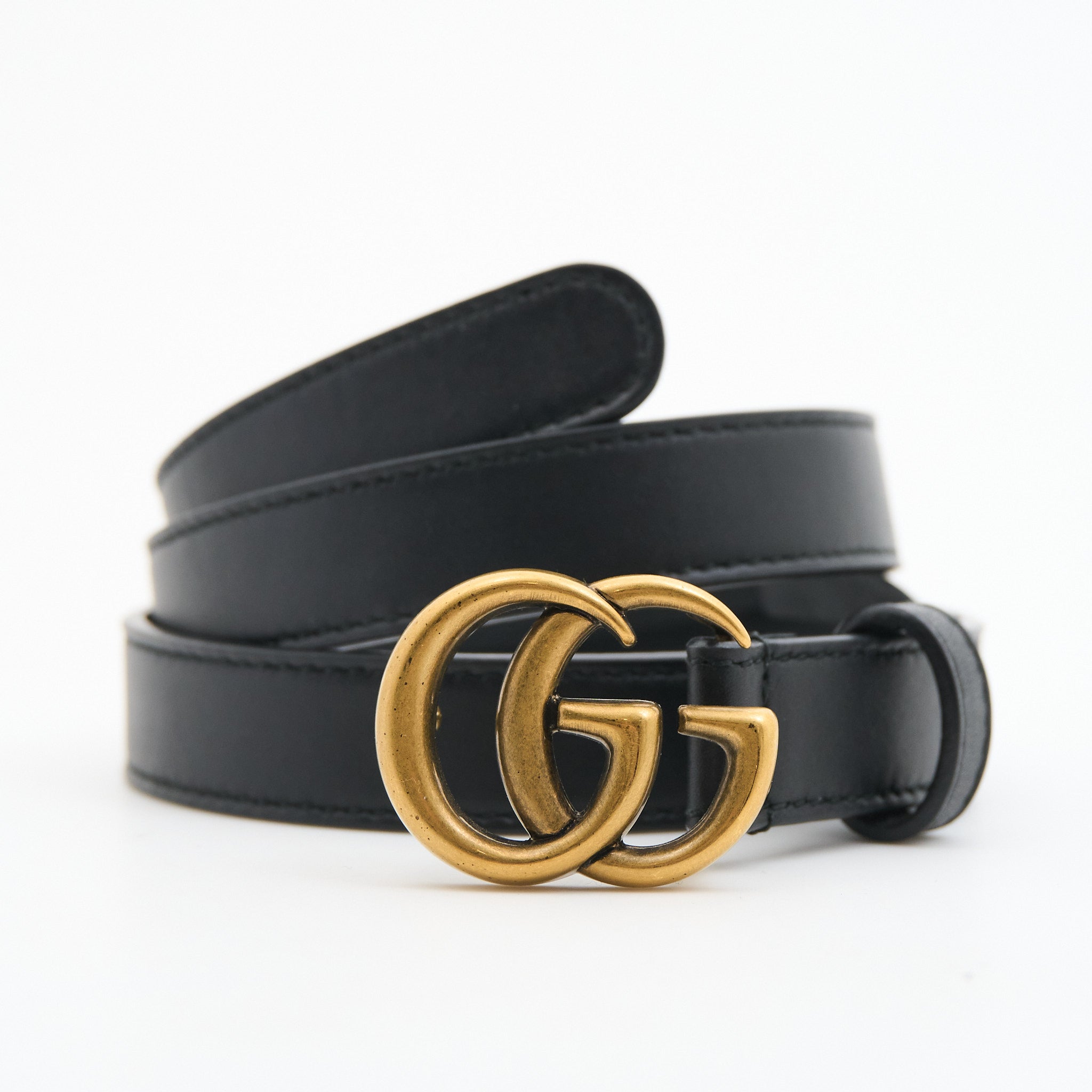 Gucci GG Small Black Leather Belt