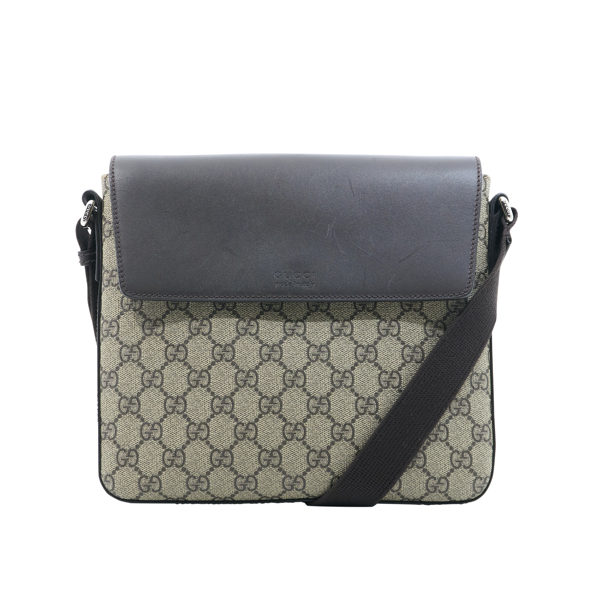 Gucci GG Supreme Flap Messenger Crossbody Bag