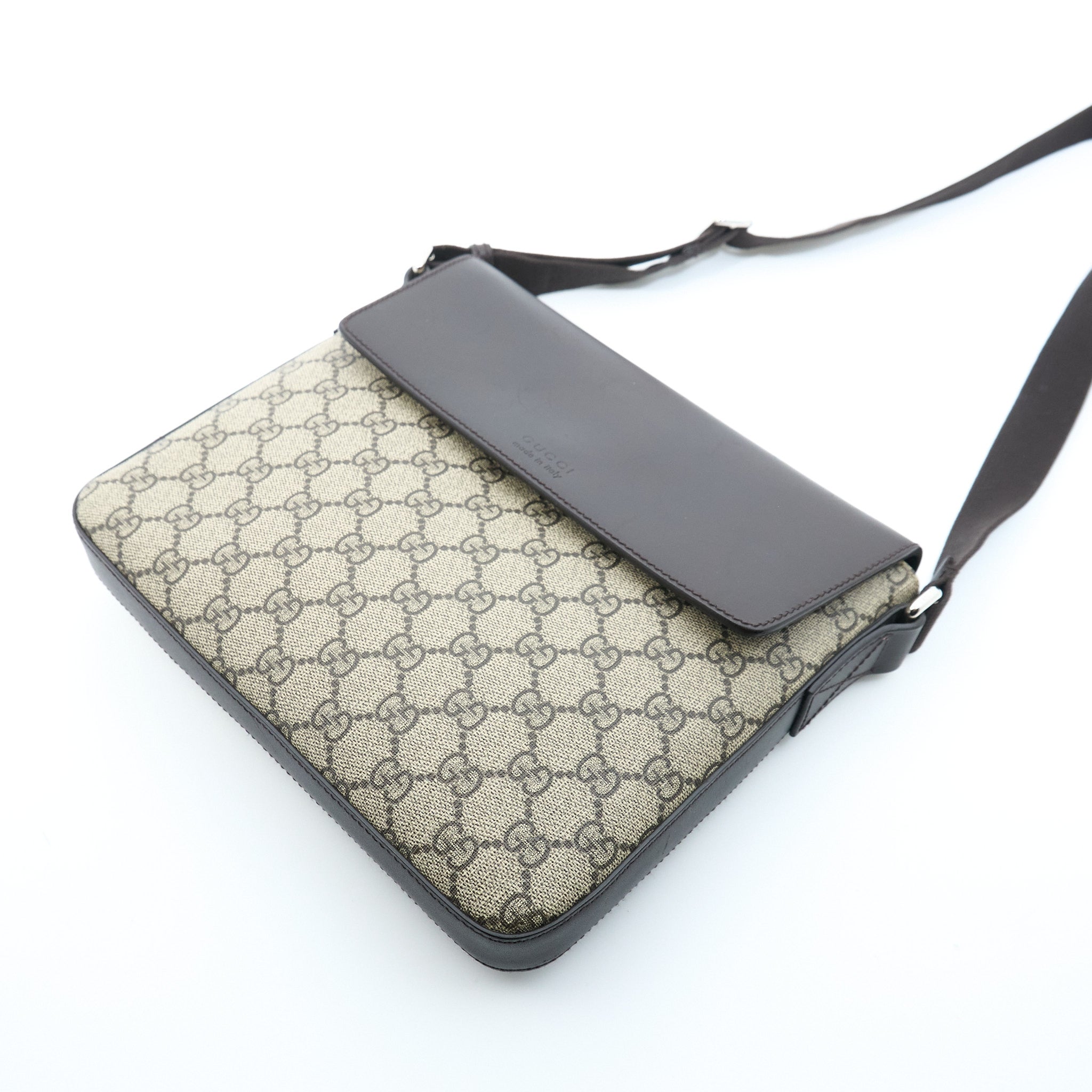 Gucci GG Supreme Flap Messenger Crossbody Bag