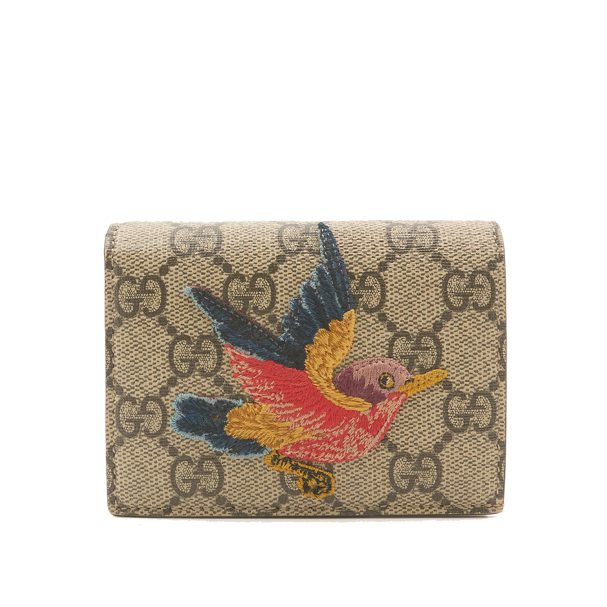 Gucci GG Supreme Limited Edition Bird Embroidered Wallet