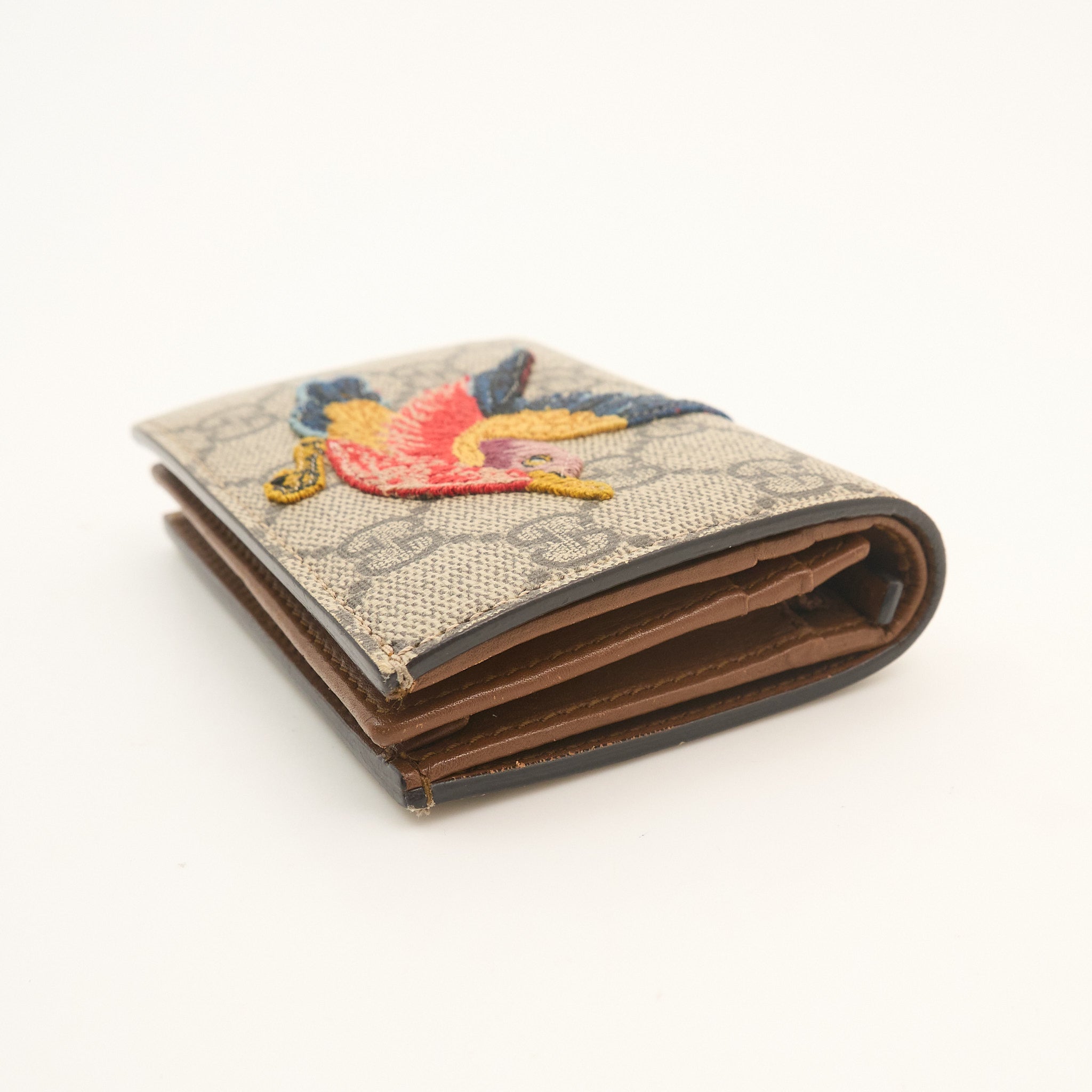 Gucci GG Supreme Limited Edition Bird Embroidered Wallet