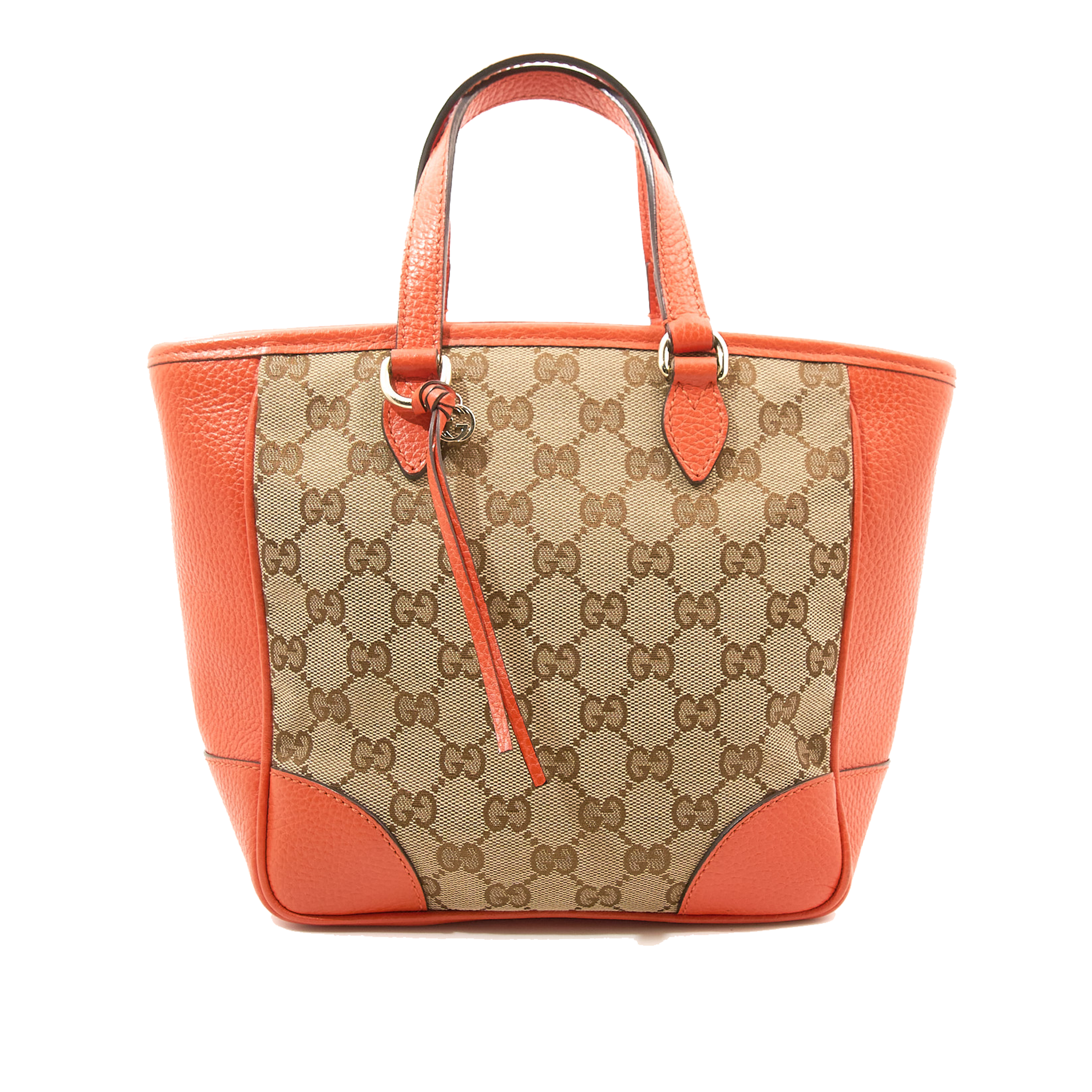 Gucci GG Supreme Orange Leather Crossbody Tote