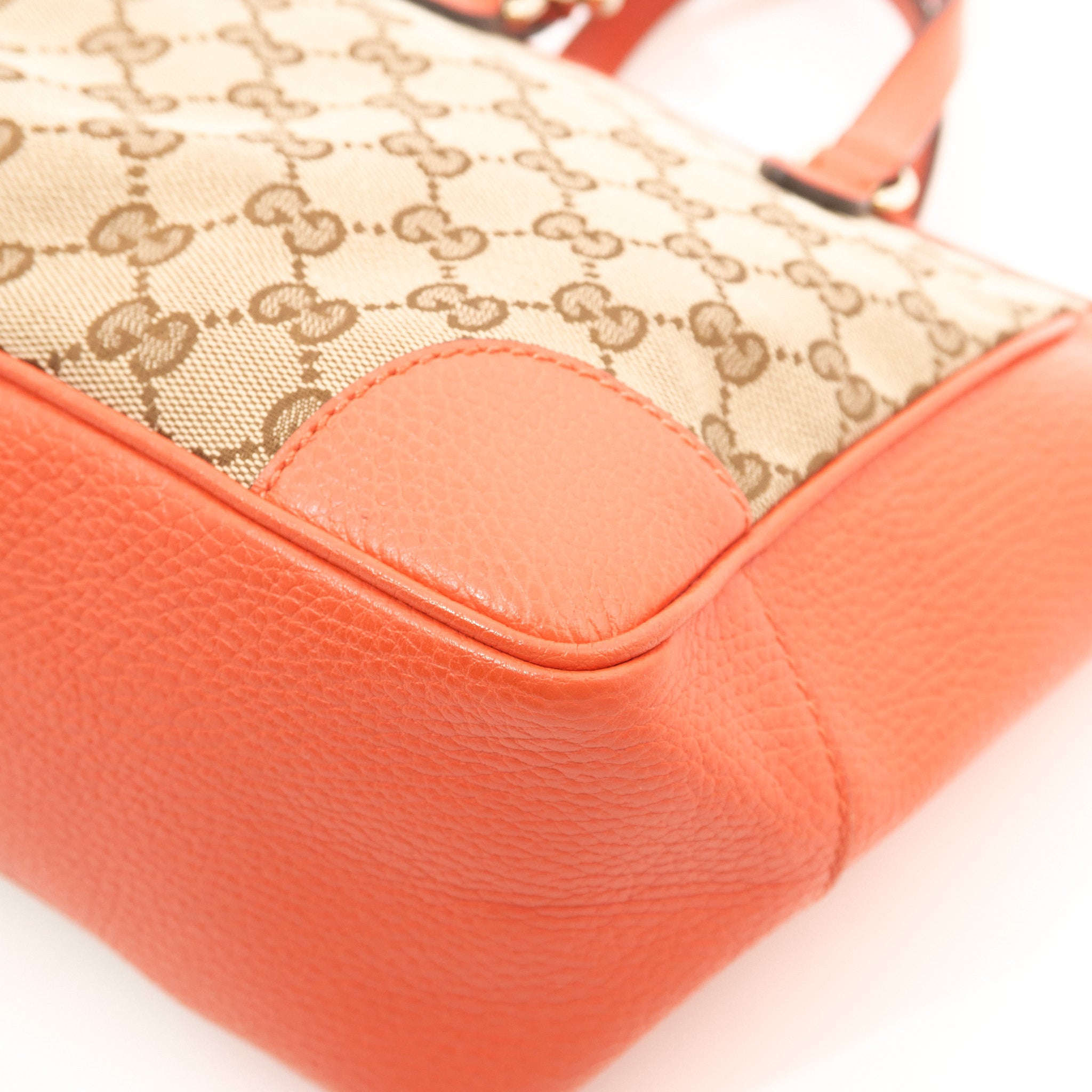 Gucci GG Supreme Orange Leather Crossbody Tote