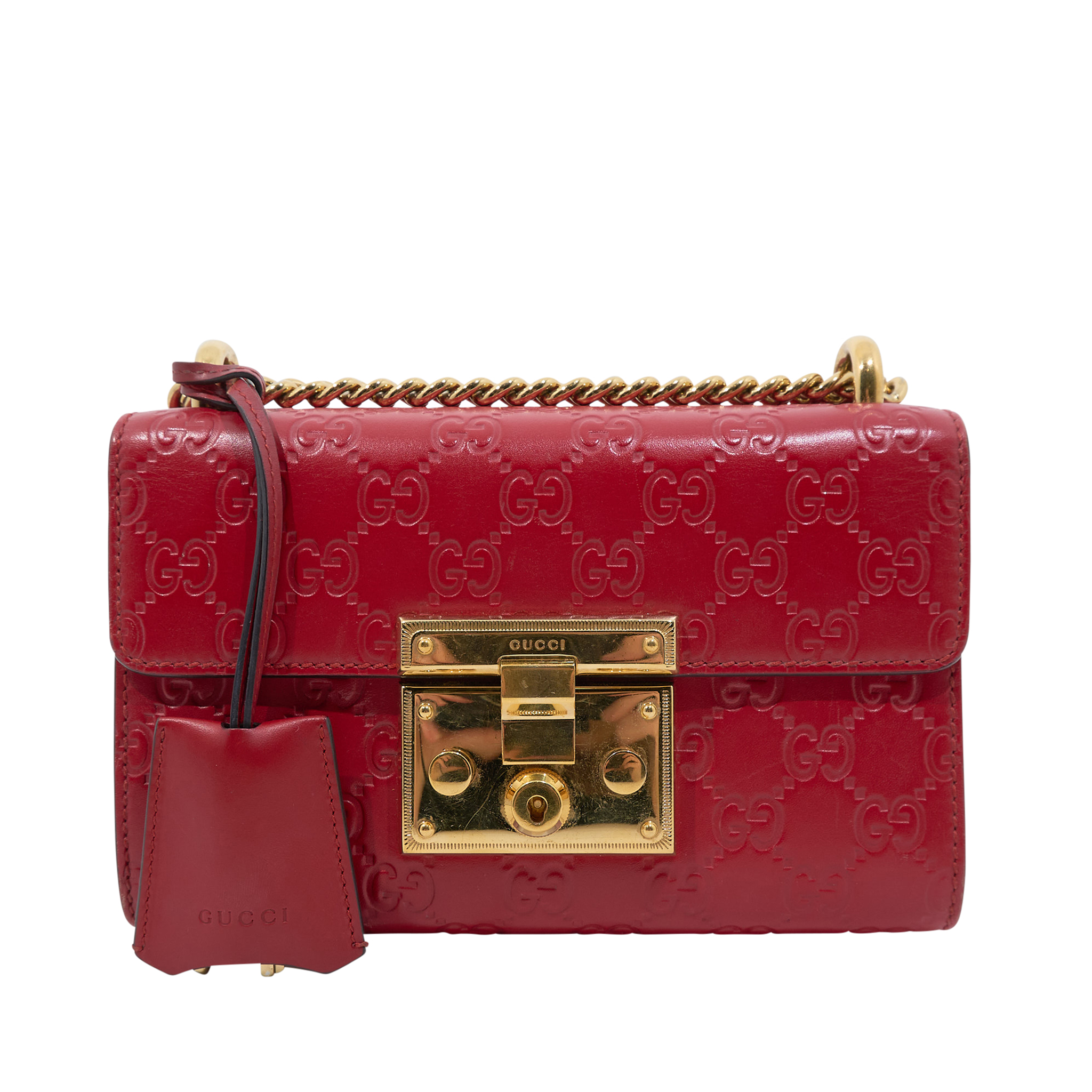 Gucci Guccissima Padlock Red Shoulder Bag