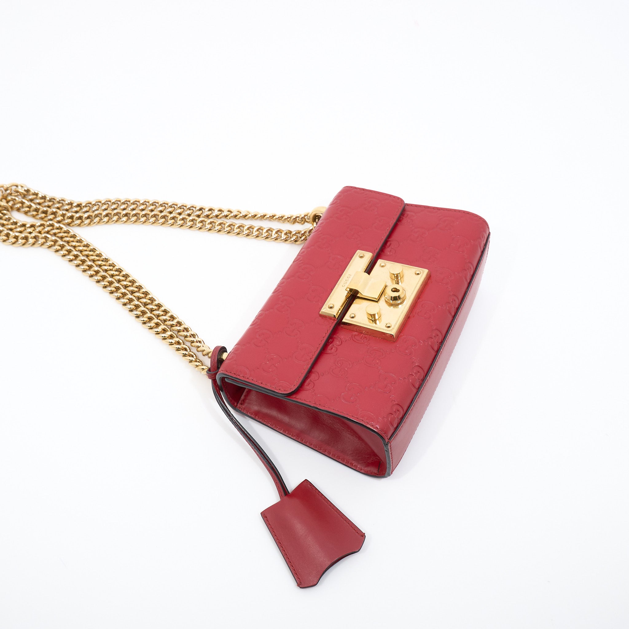 Gucci Guccissima Padlock Red Shoulder Bag