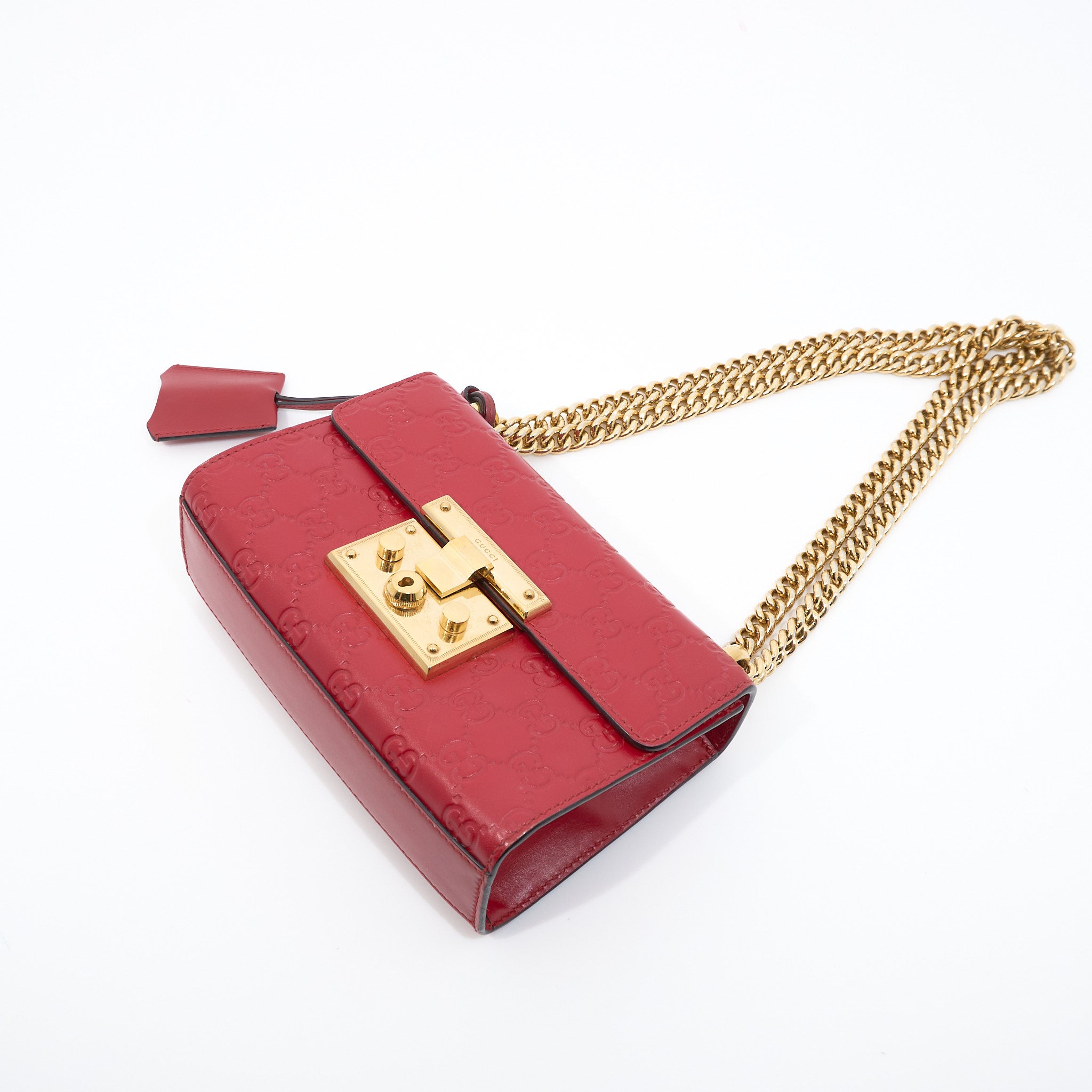 Gucci Guccissima Padlock Red Shoulder Bag